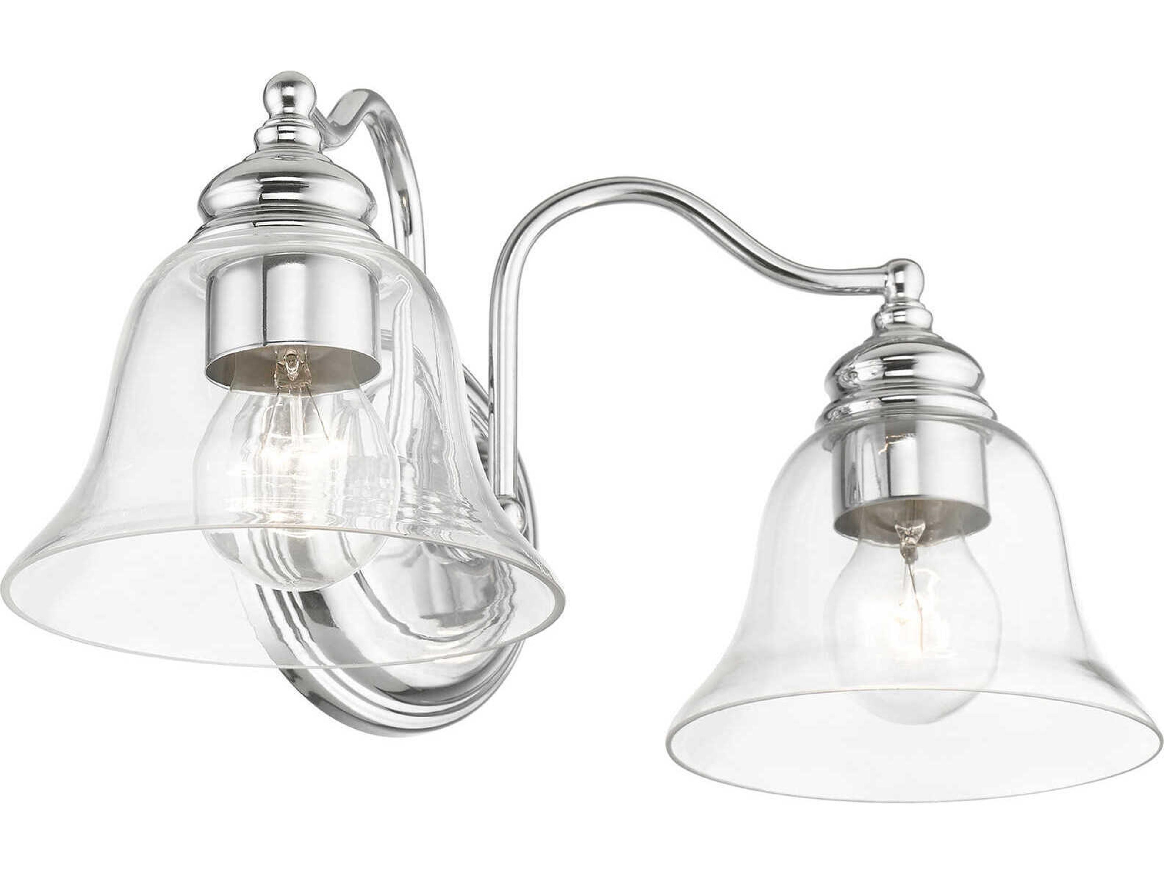 Livex Lighting Moreland 2-Light Polished Chrome Glass Vanity Light