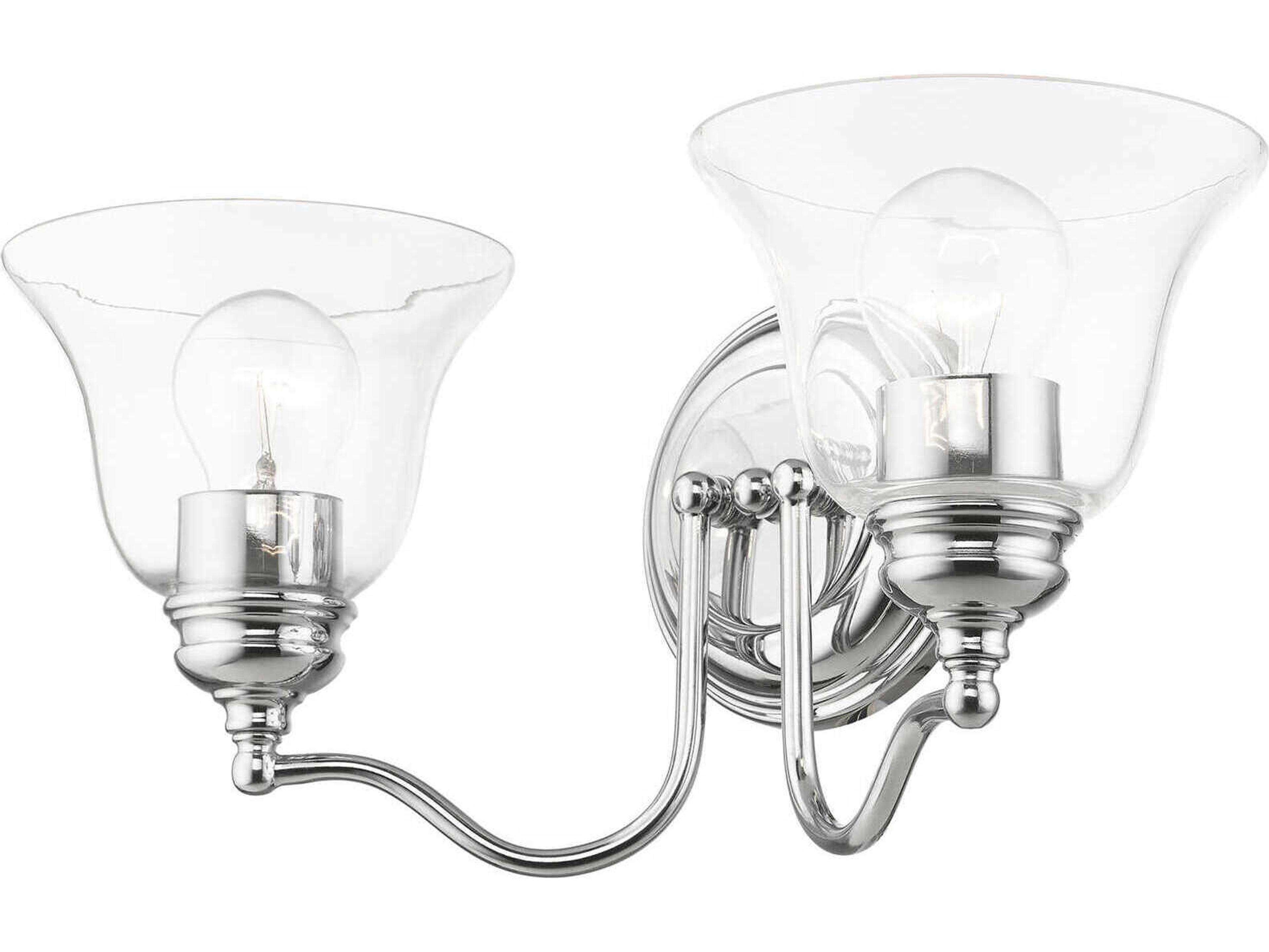 Livex Lighting Moreland 2-Light Polished Chrome Glass Vanity Light
