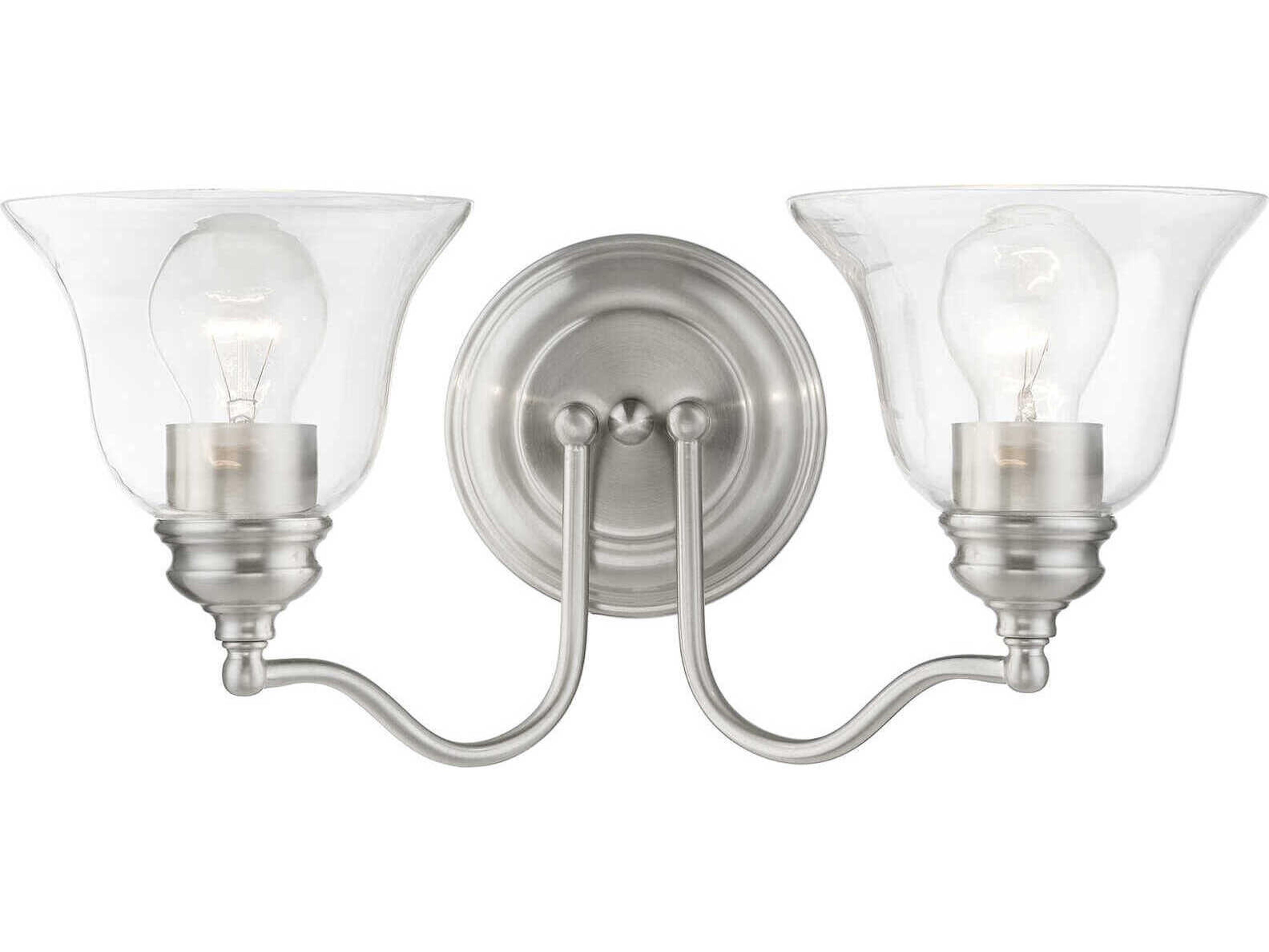 Moreland 2-Light Brushed Nickel Glass Vanity Light