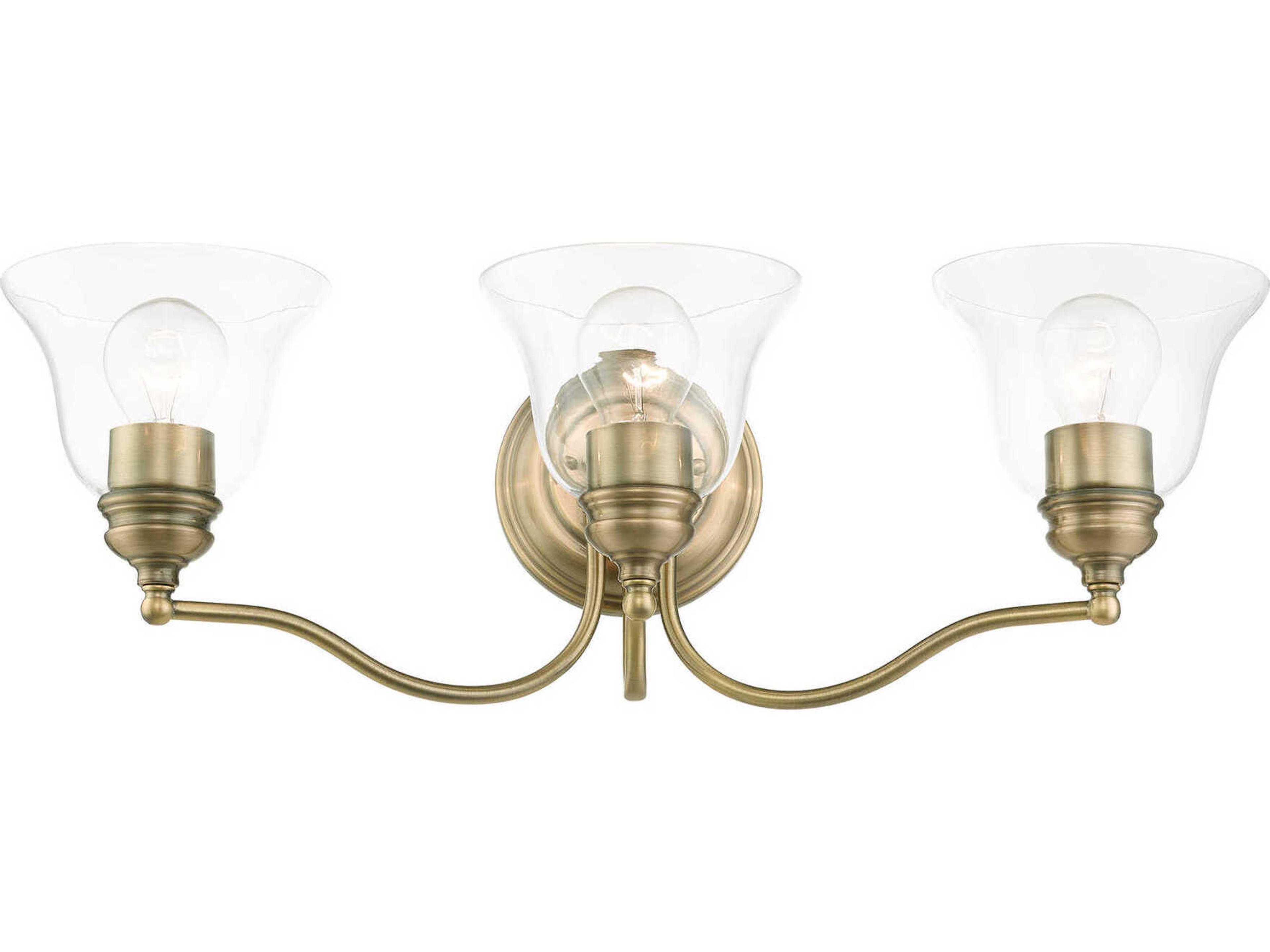 Livex Lighting Moreland 3-Light Antique Brass Glass Vanity Light