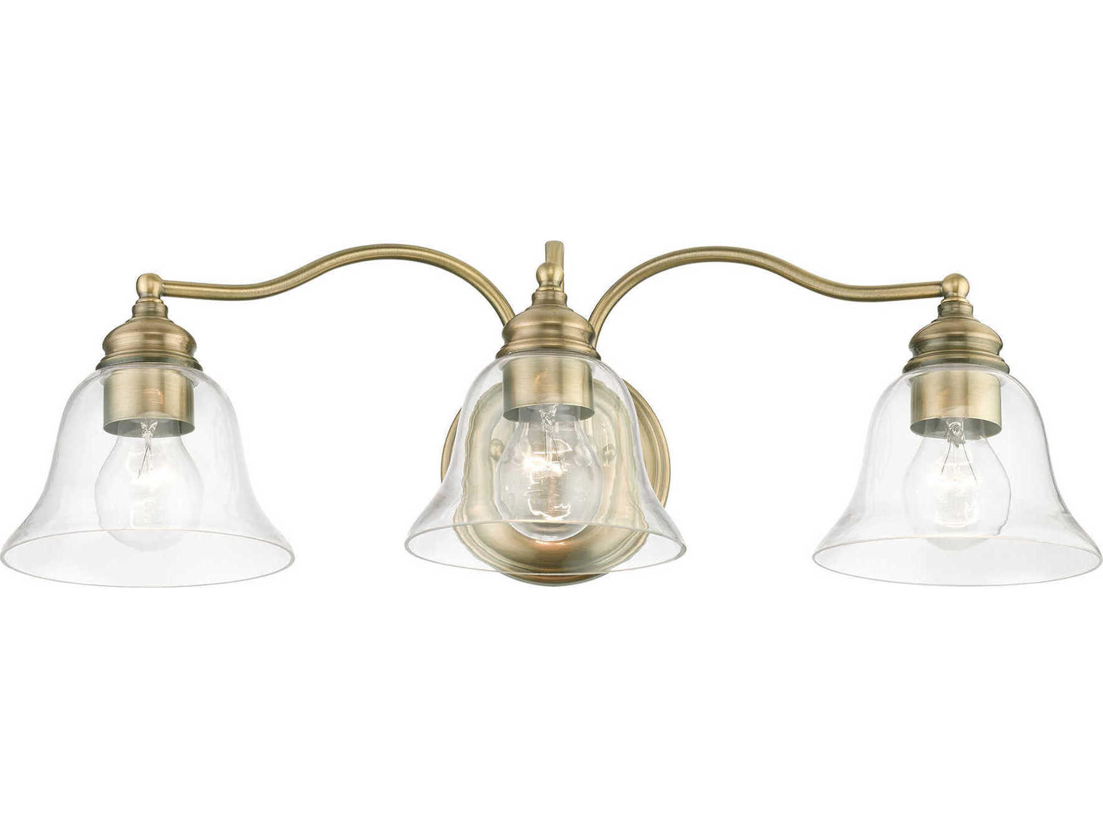Livex Lighting Moreland 3-Light Antique Brass Glass Vanity Light