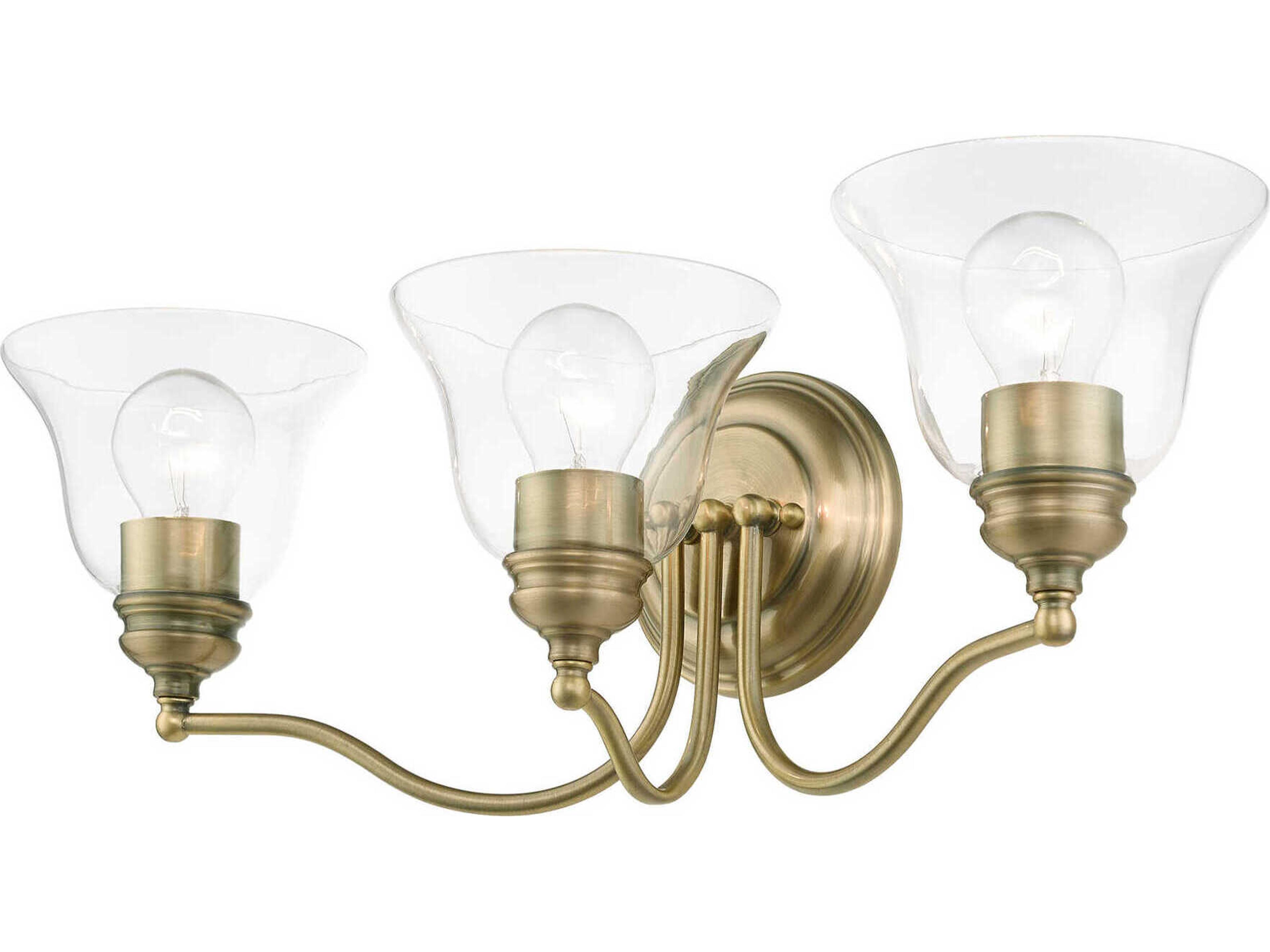 Livex Lighting Moreland 3-Light Antique Brass Glass Vanity Light