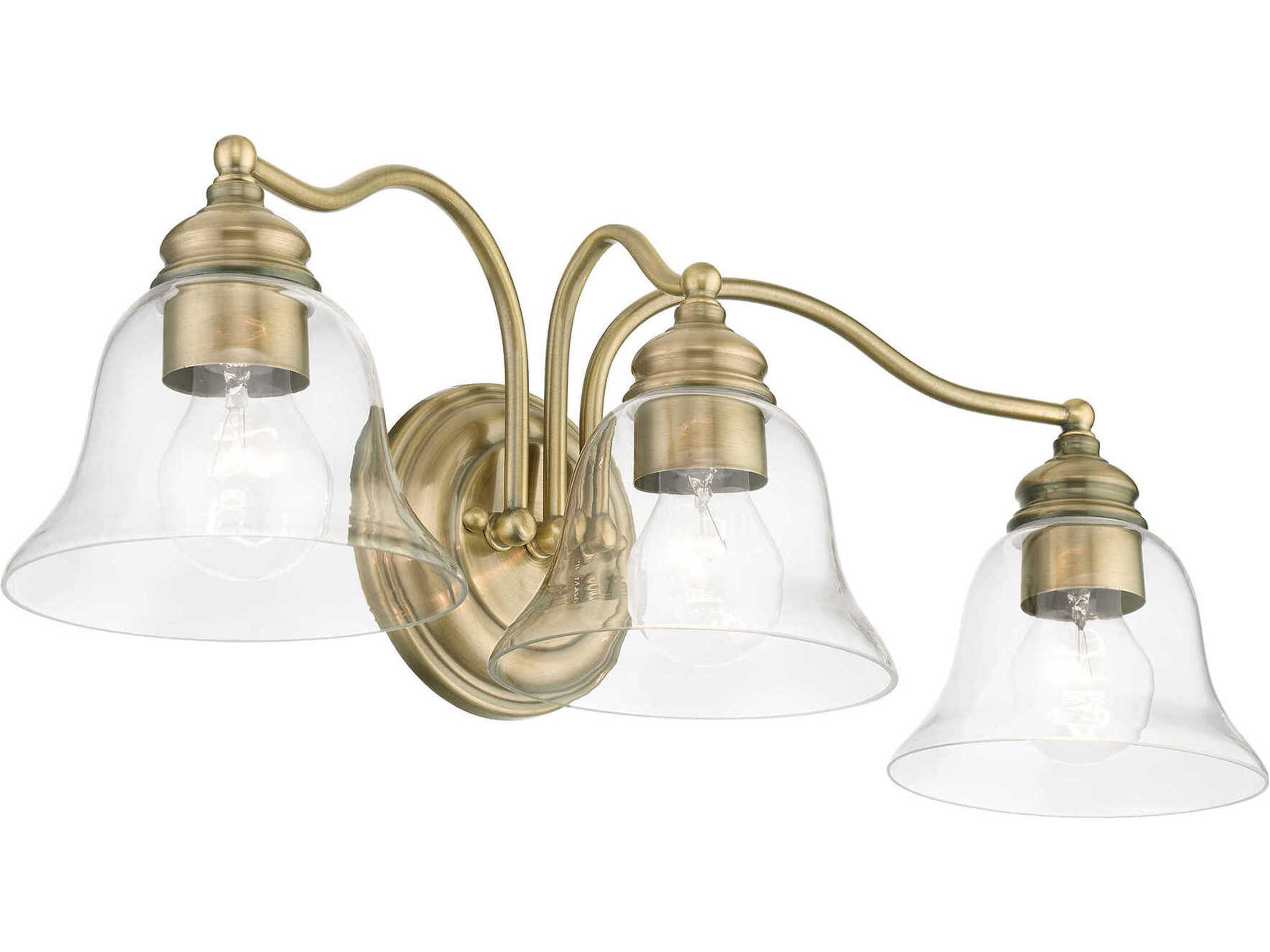 Livex Lighting Moreland 3-Light Antique Brass Glass Vanity Light