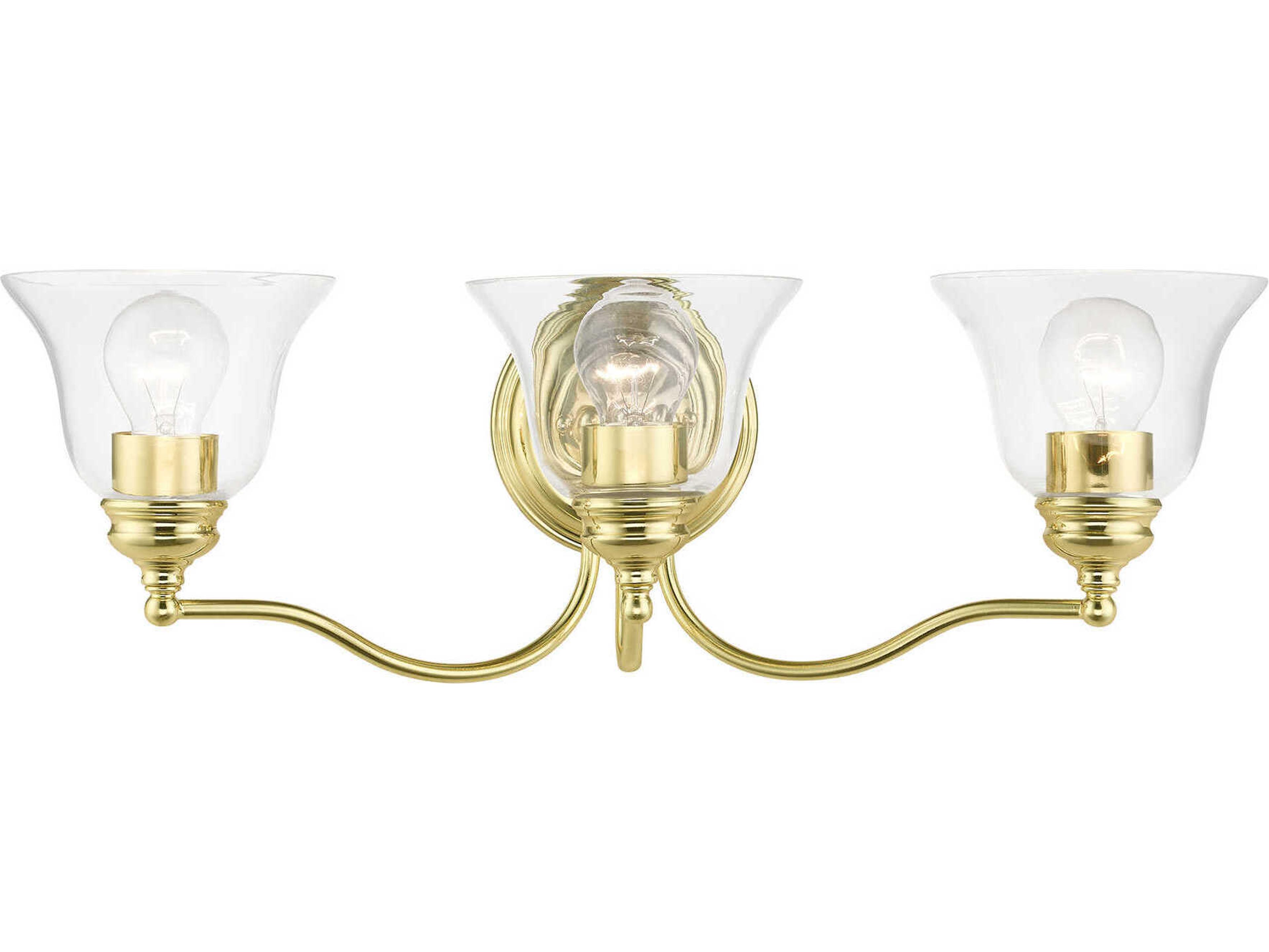 Moreland 3-Light Polished Brass Glass Vanity Light