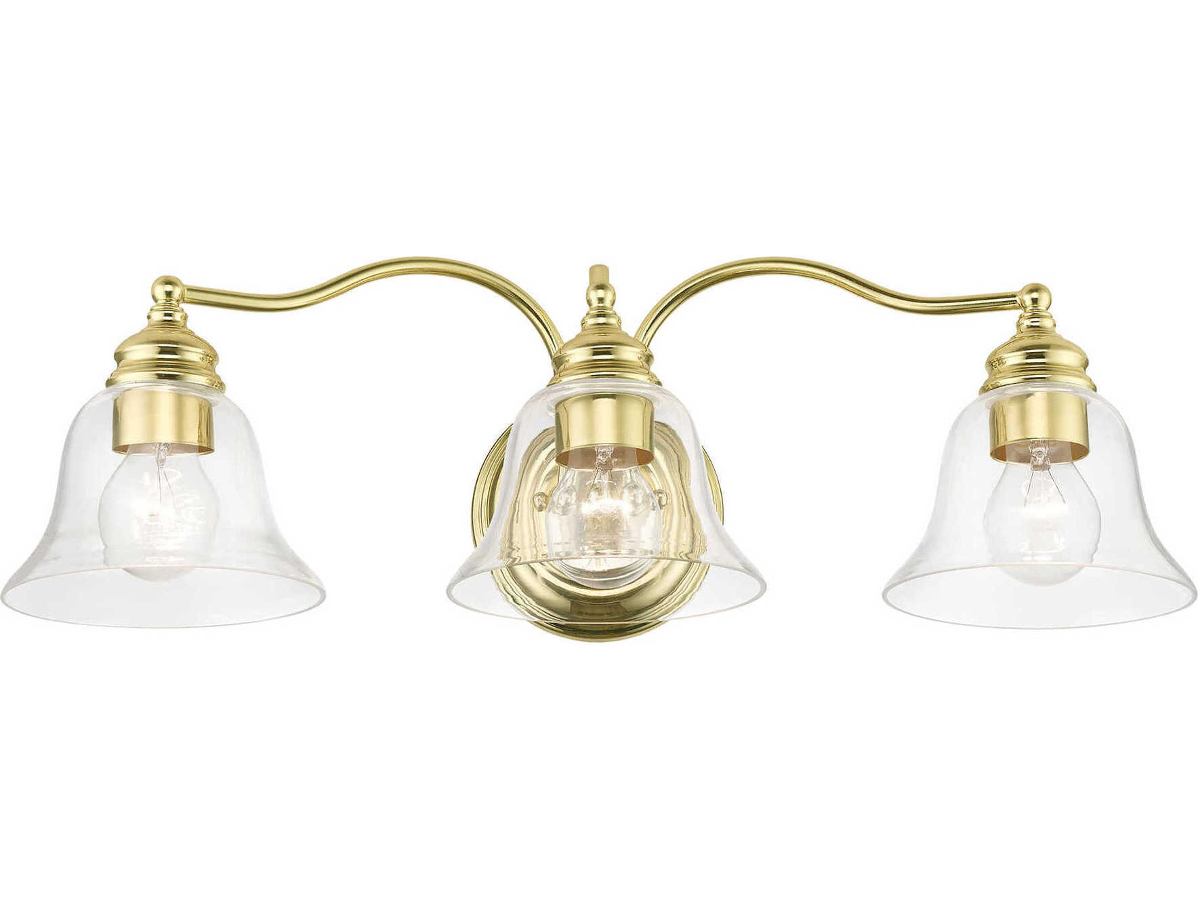 Livex Lighting Moreland 3-Light Polished Brass Glass Vanity Light
