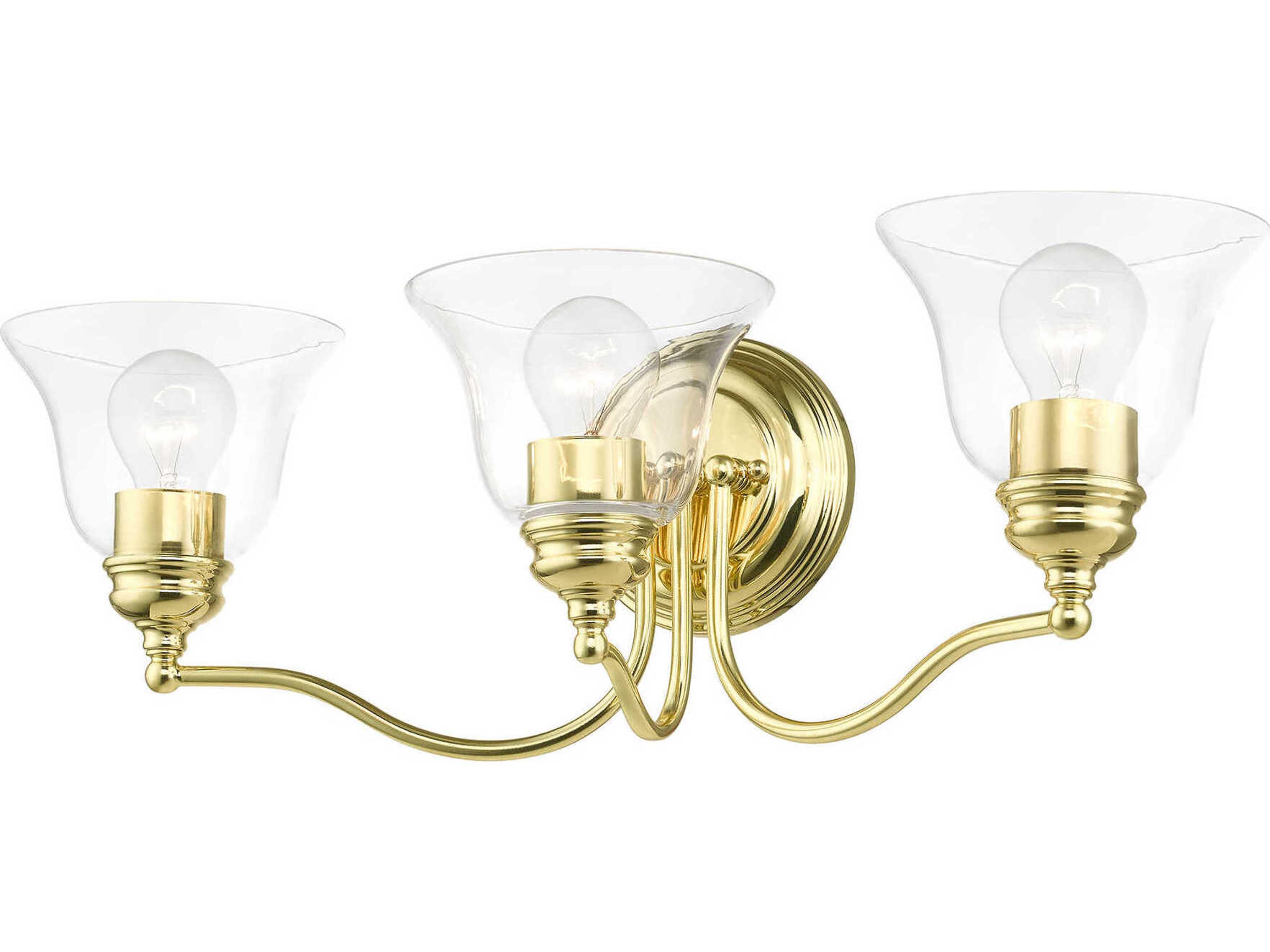 Livex Lighting Moreland 3-Light Polished Brass Glass Vanity Light