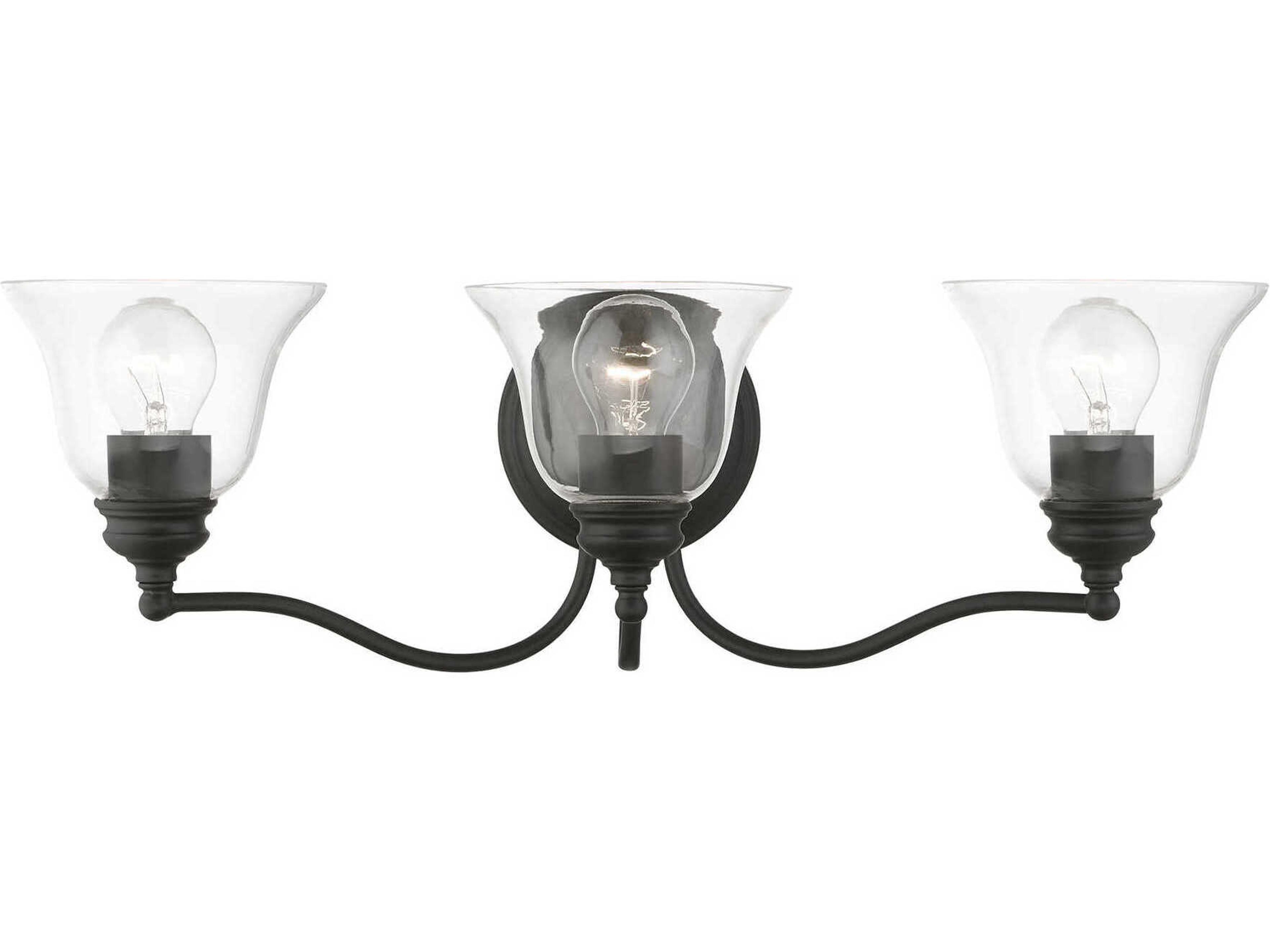 Moreland 3-Light Black Glass Vanity Light