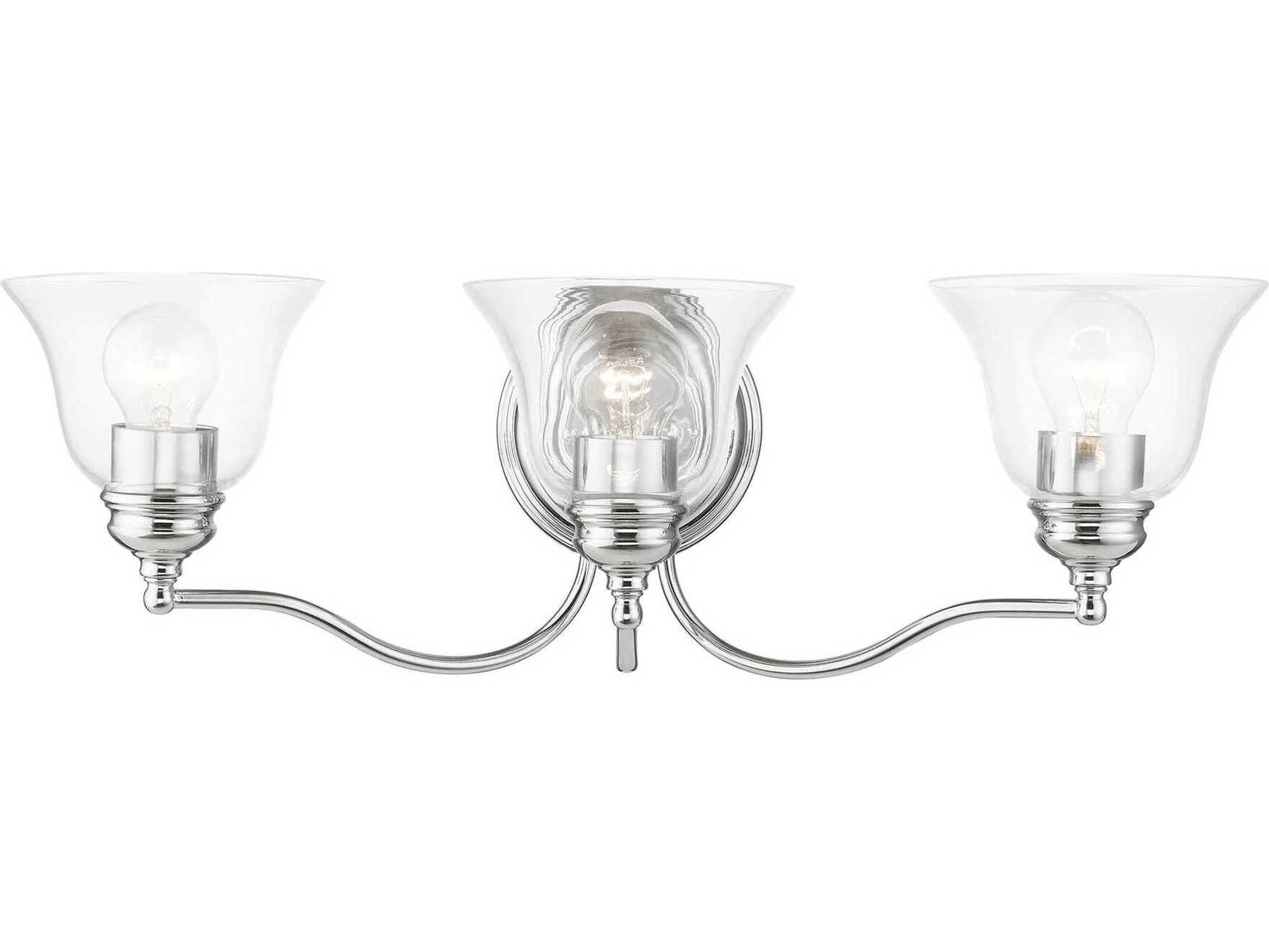 Moreland 3-Light Polished Chrome Glass Vanity Light