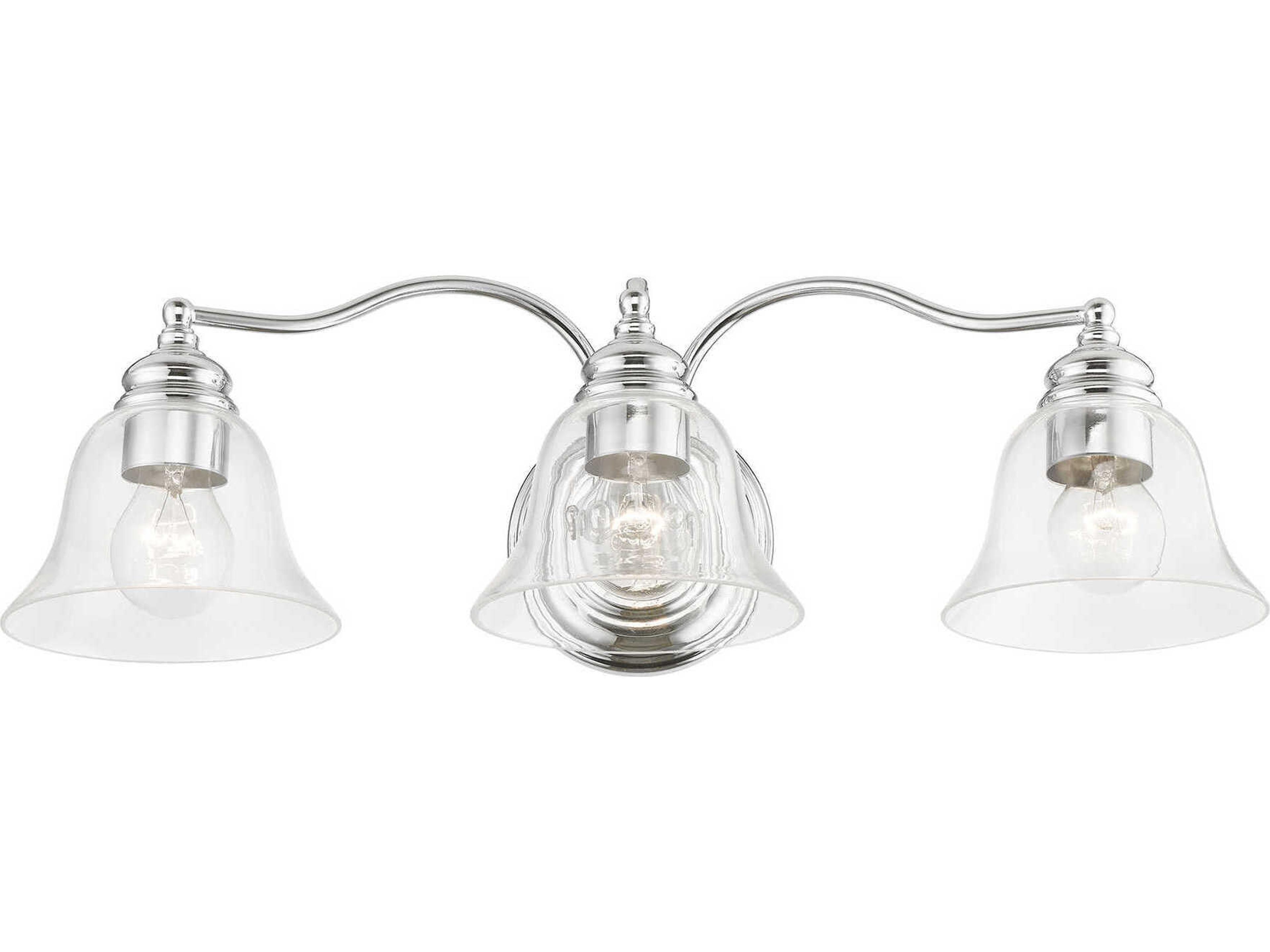 Livex Lighting Moreland 3-Light Polished Chrome Glass Vanity Light