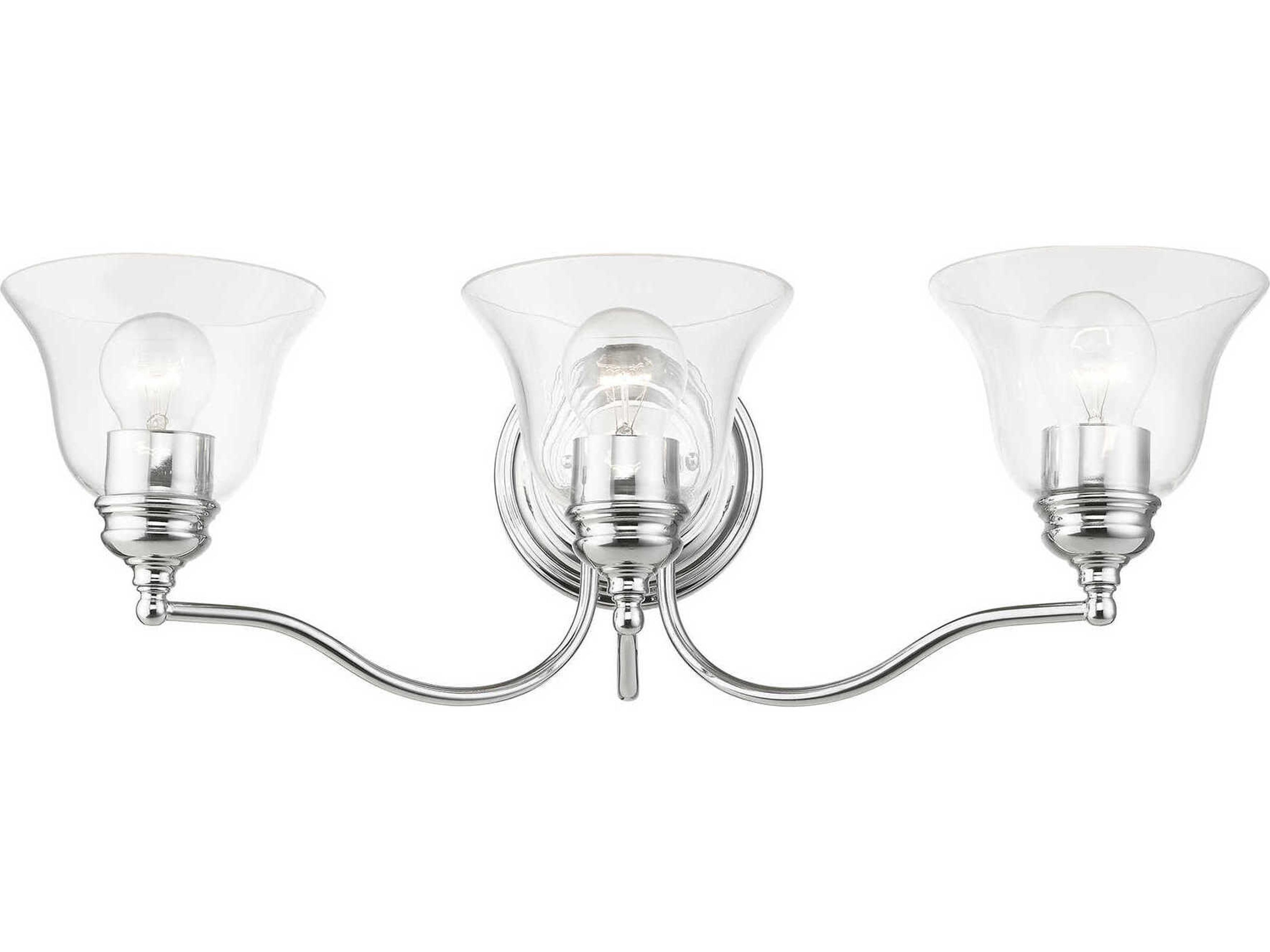 Livex Lighting Moreland 3-Light Polished Chrome Glass Vanity Light