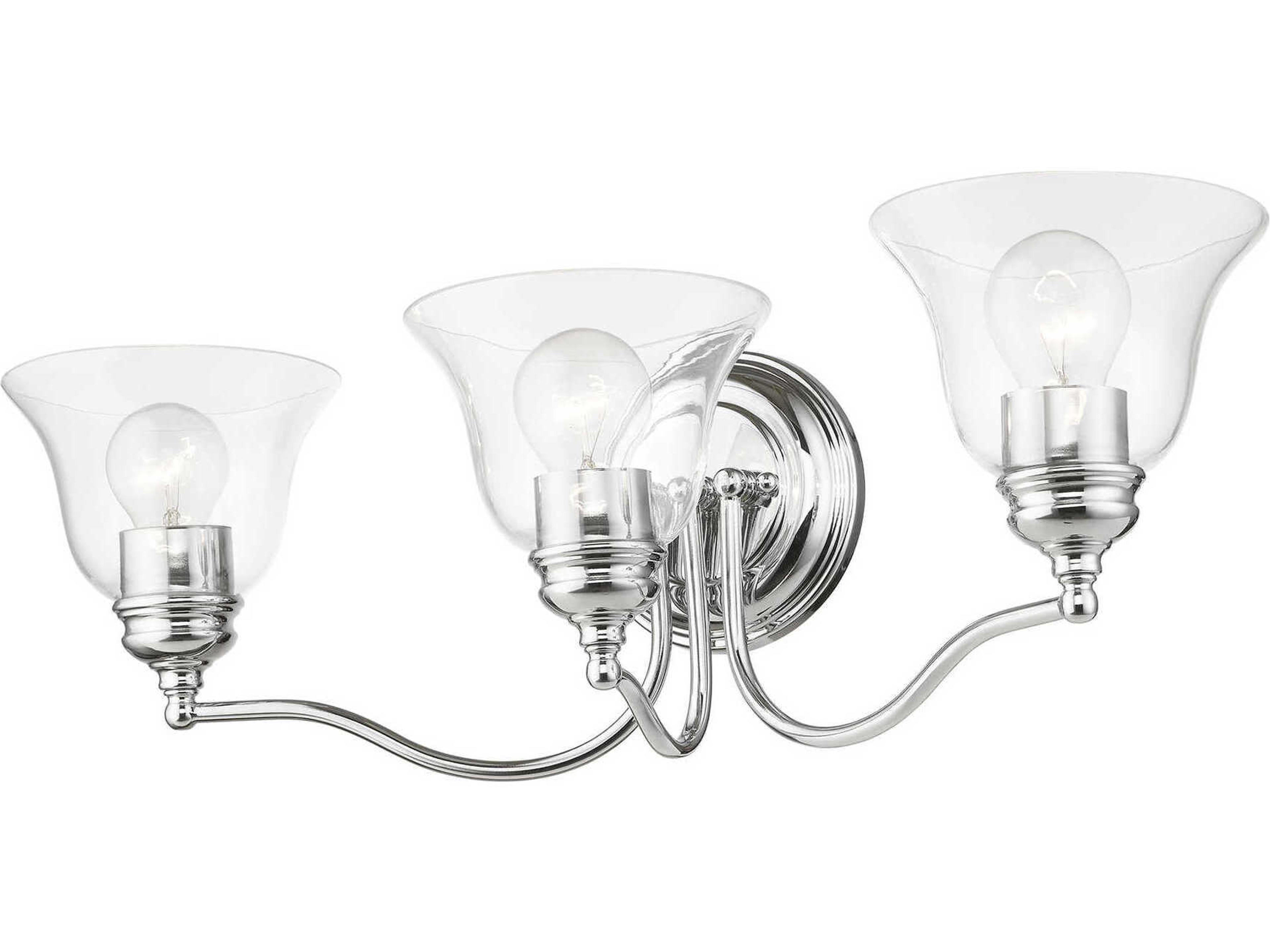 Livex Lighting Moreland 3-Light Polished Chrome Glass Vanity Light