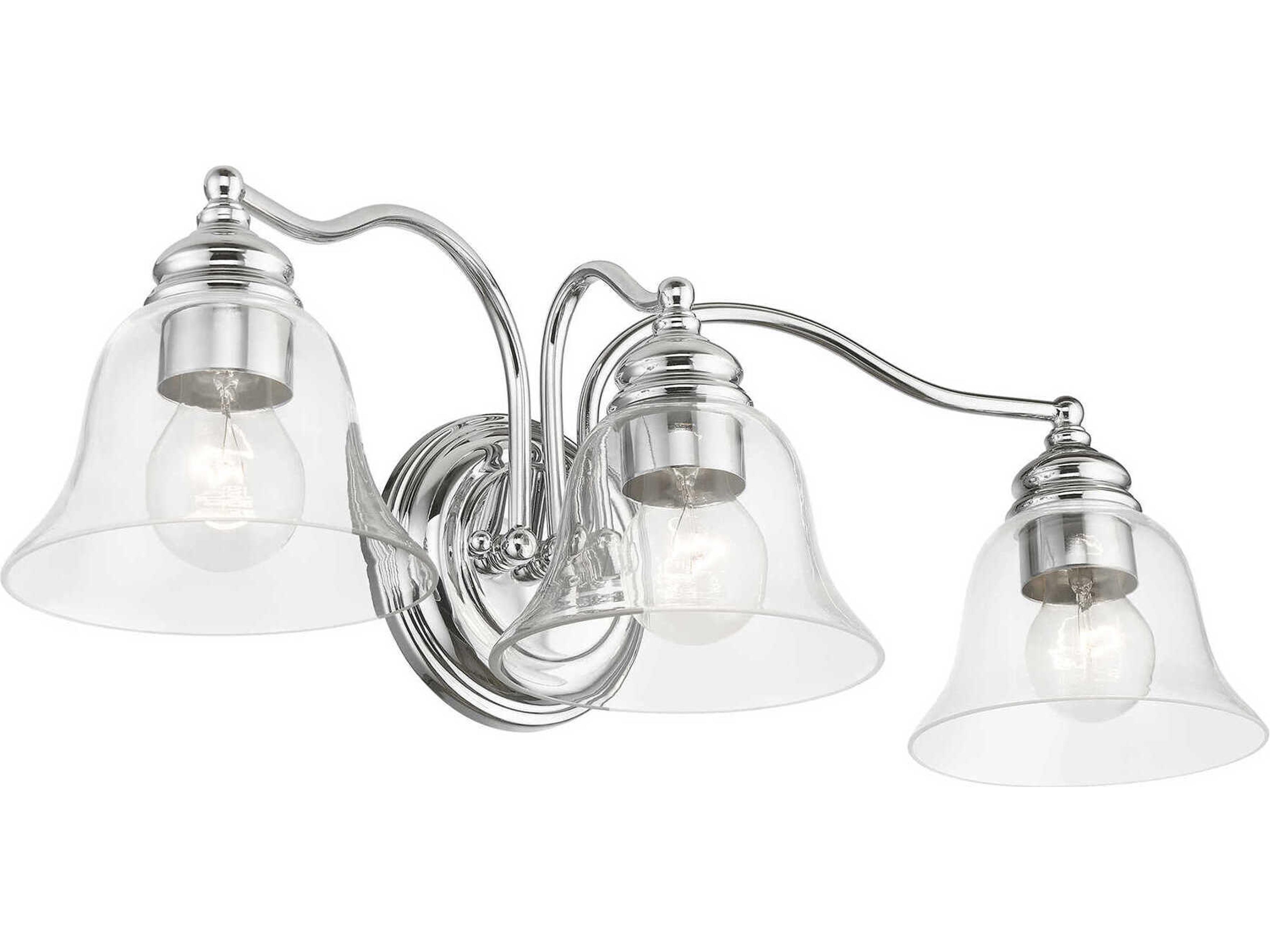 Livex Lighting Moreland 3-Light Polished Chrome Glass Vanity Light