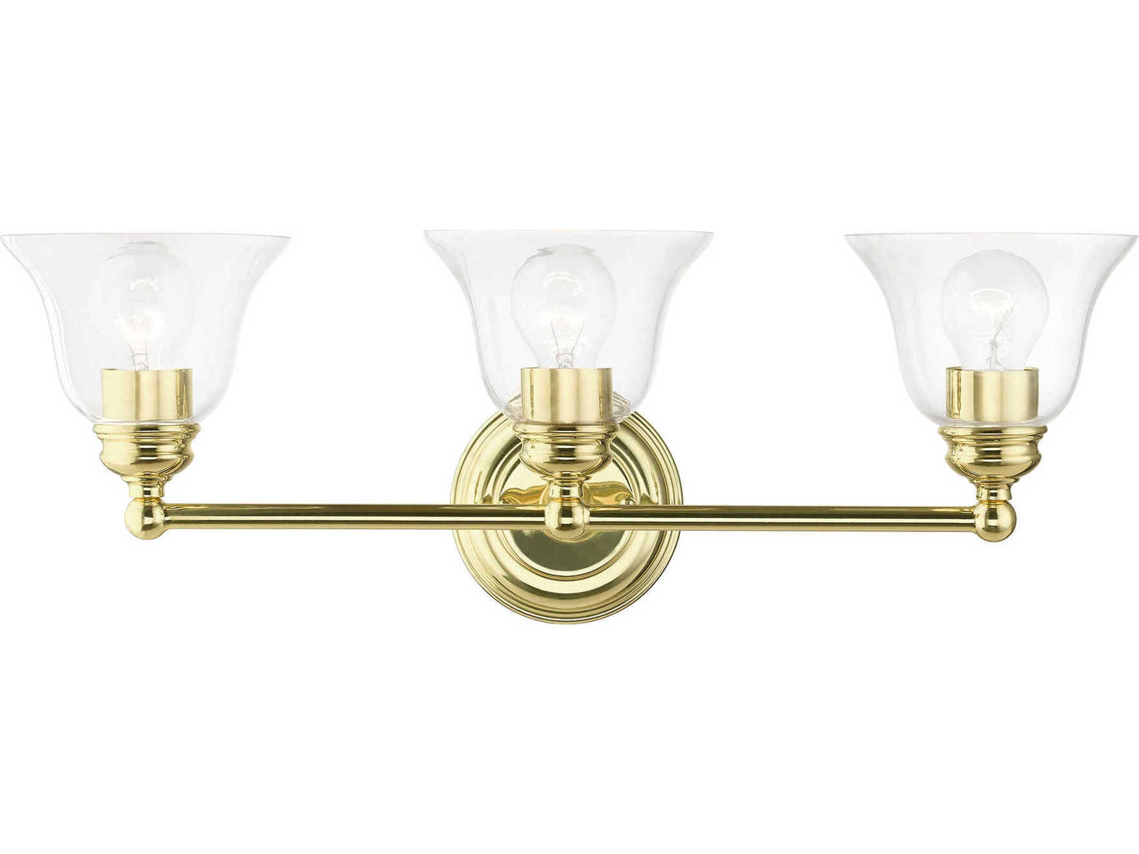 Moreland 3-Light Polished Brass Glass Vanity Light