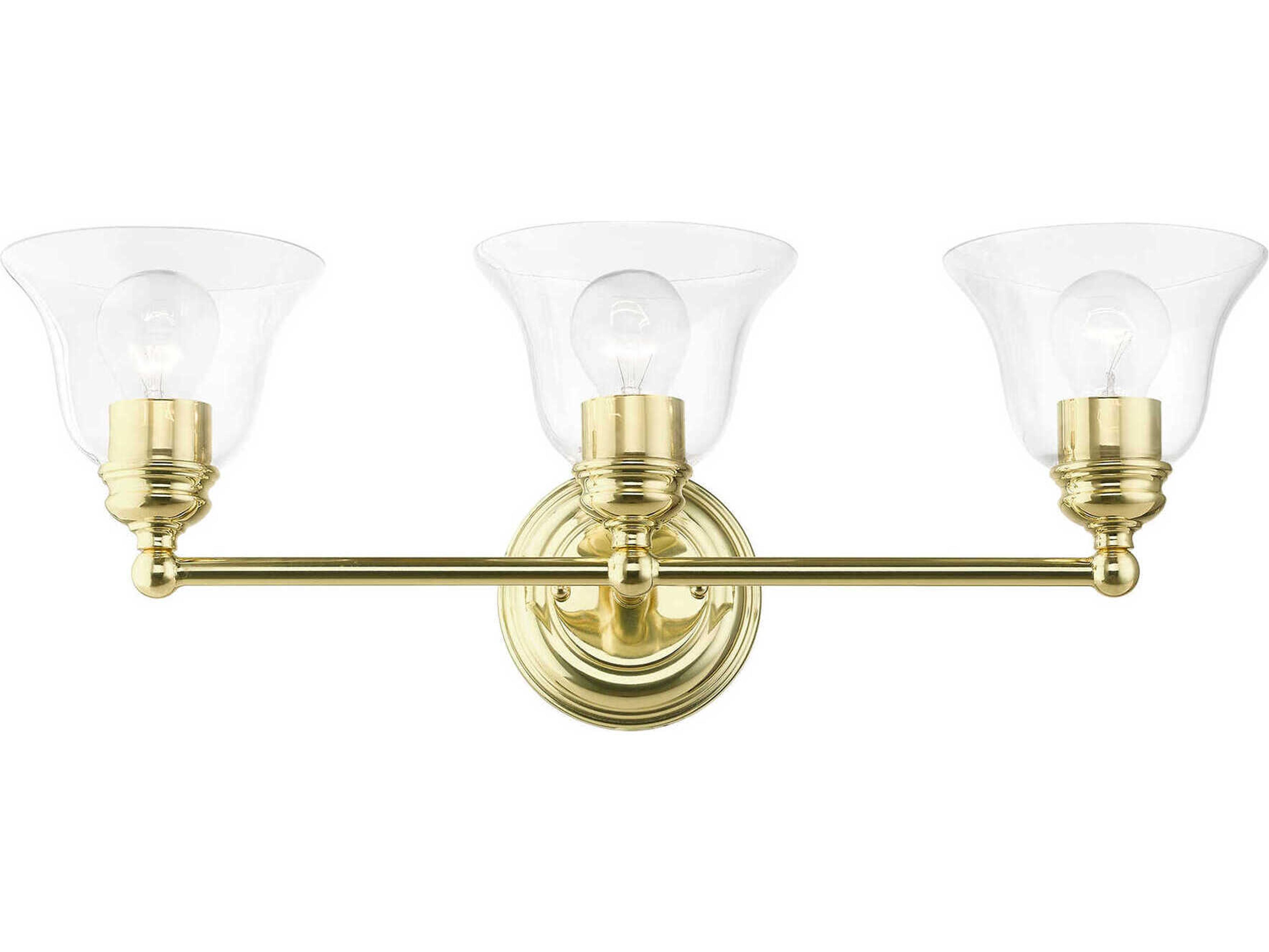 Livex Lighting Moreland 3-Light Polished Brass Glass Vanity Light