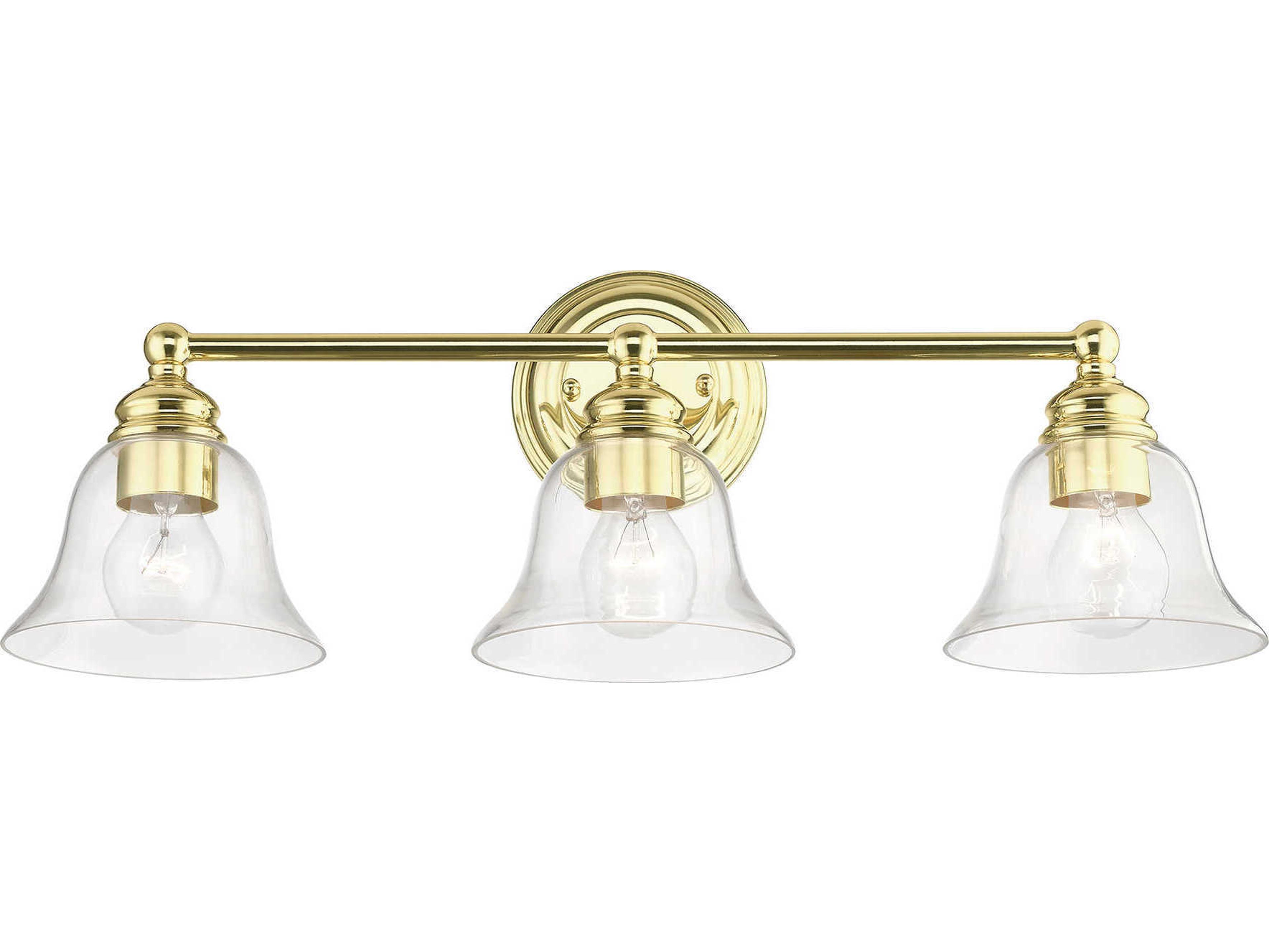 Livex Lighting Moreland 3-Light Polished Brass Glass Vanity Light