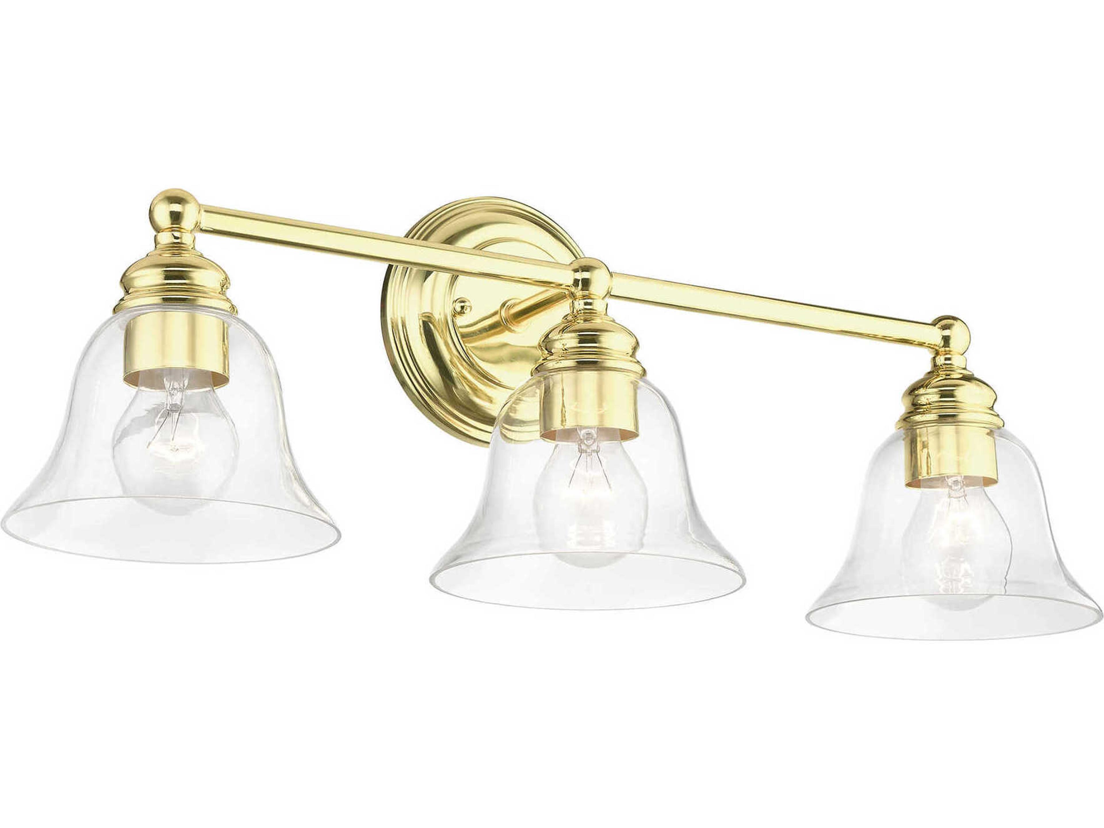 Livex Lighting Moreland 3-Light Polished Brass Glass Vanity Light