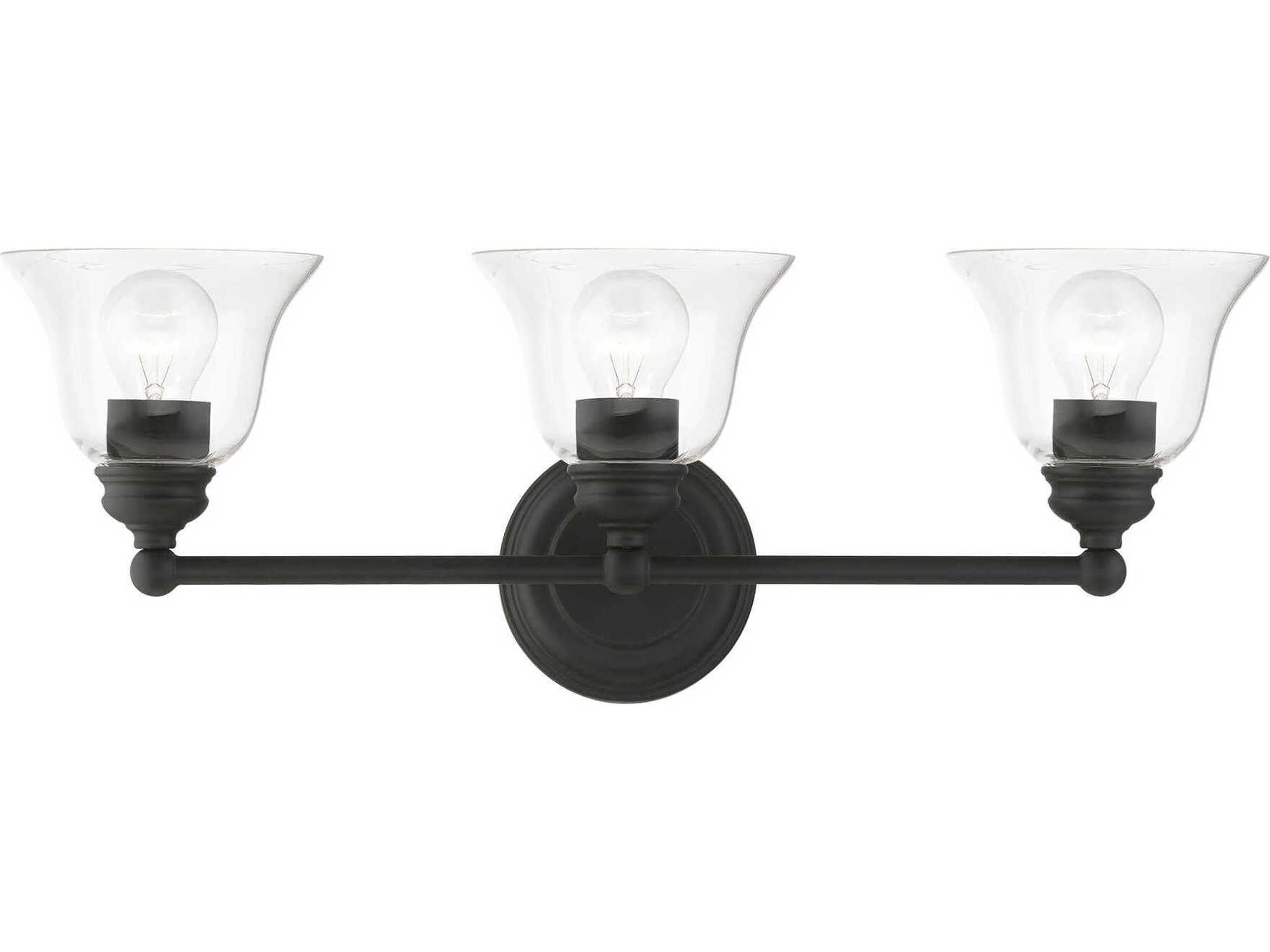 Moreland 3-Light Black Glass Vanity Light