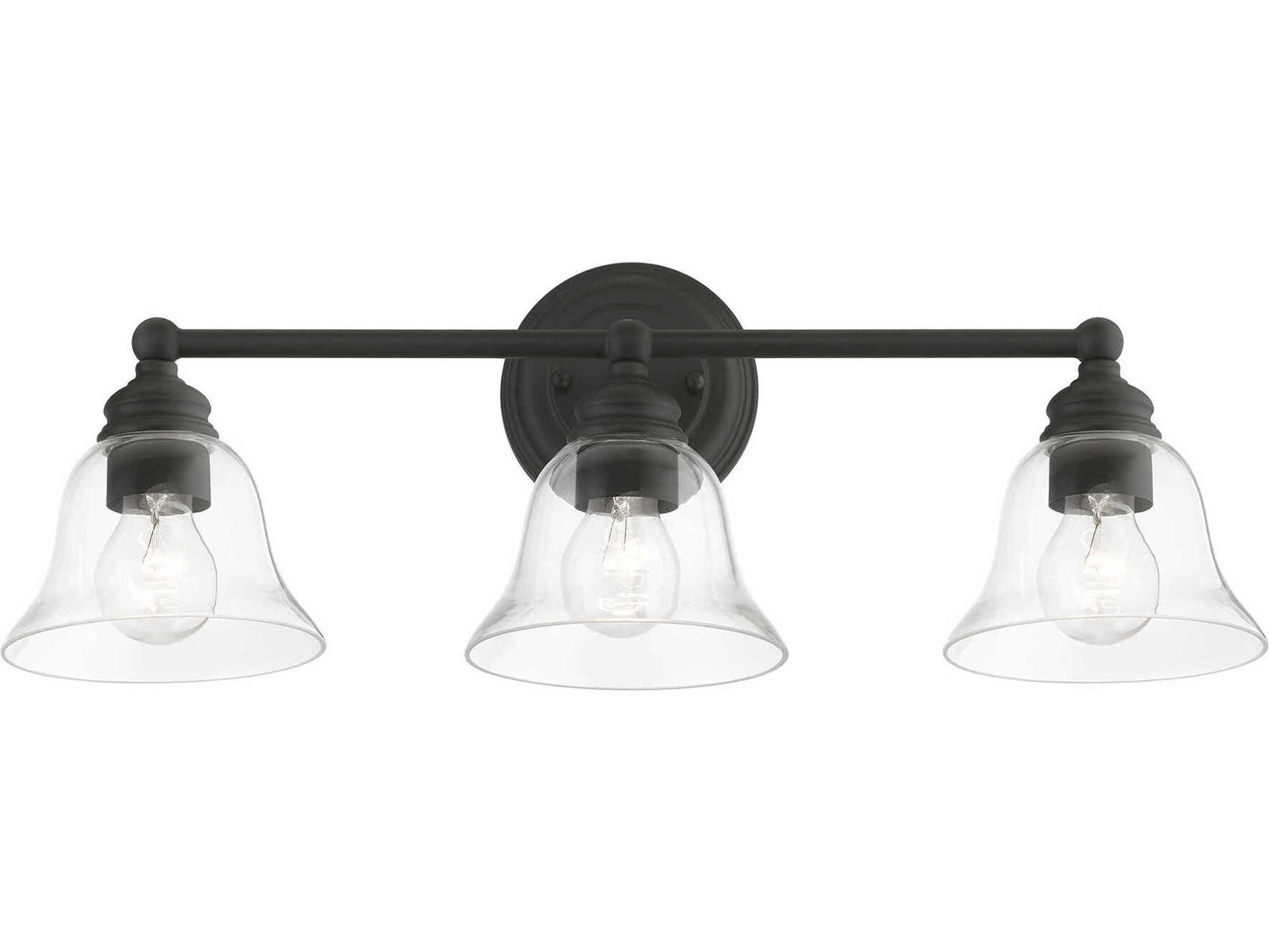 Livex Lighting Moreland 3-Light Black Glass Vanity Light