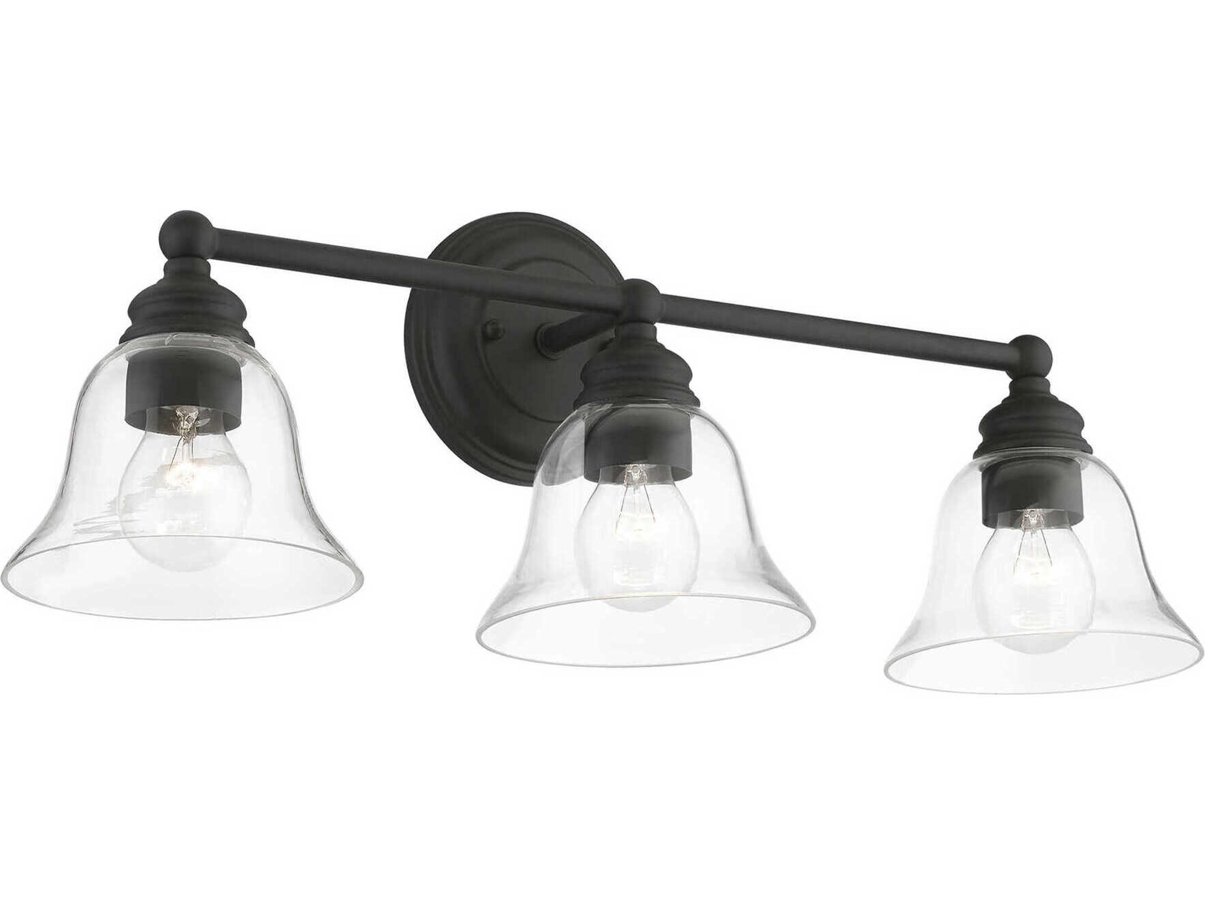 Livex Lighting Moreland 3-Light Black Glass Vanity Light