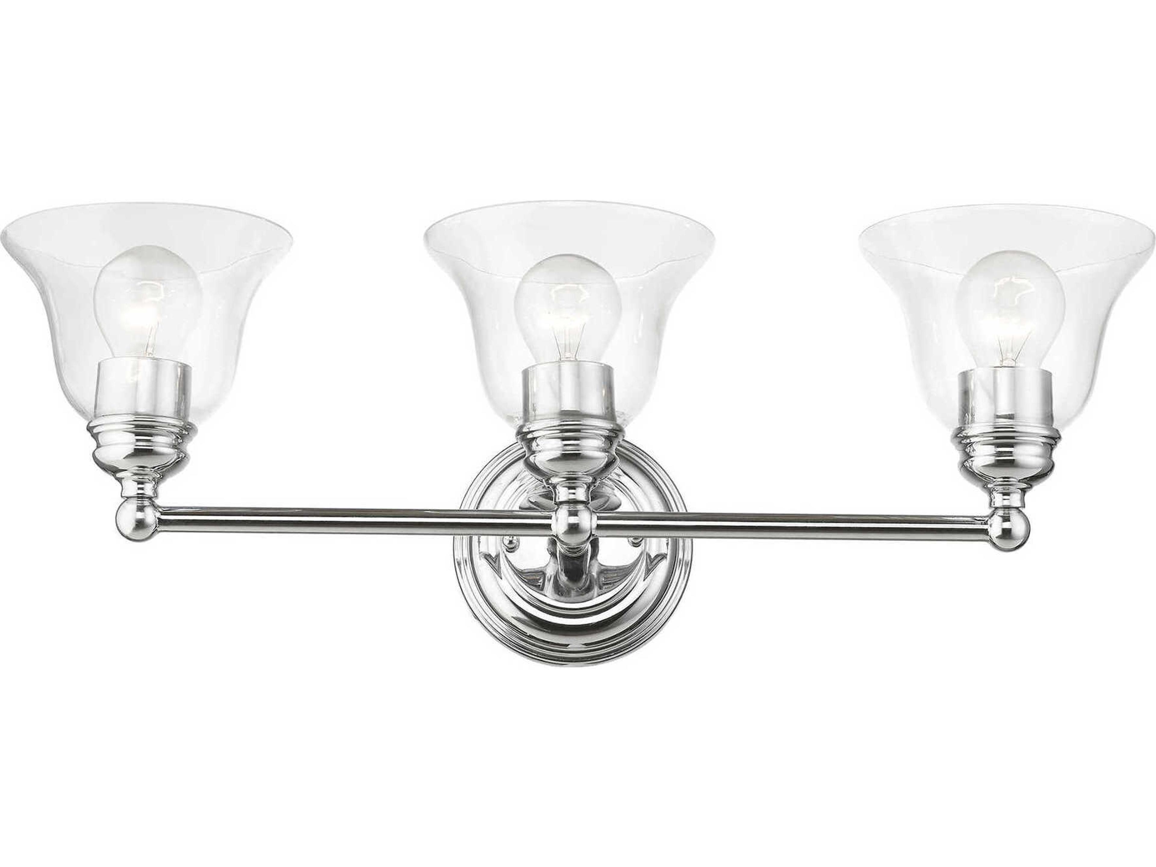 Livex Lighting Moreland 3-Light Polished Chrome Glass Vanity Light