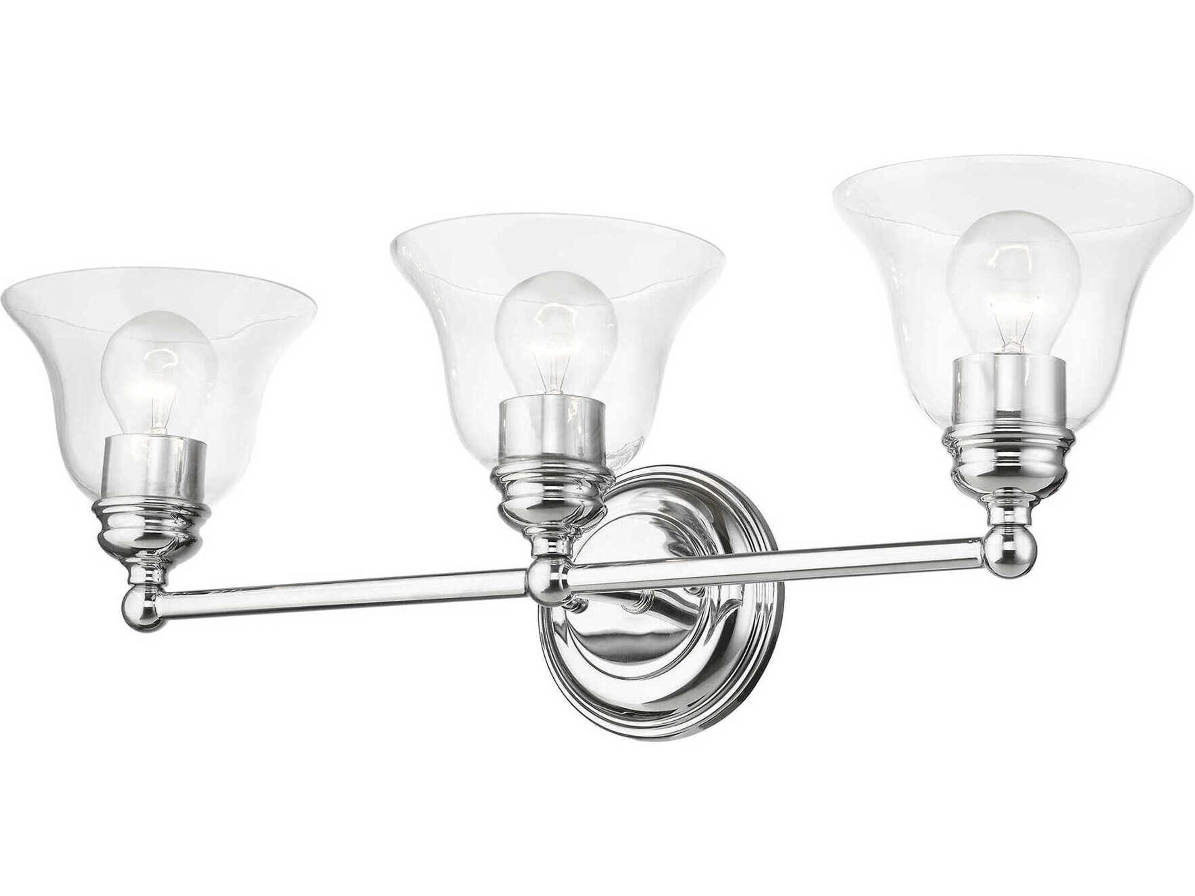 Livex Lighting Moreland 3-Light Polished Chrome Glass Vanity Light