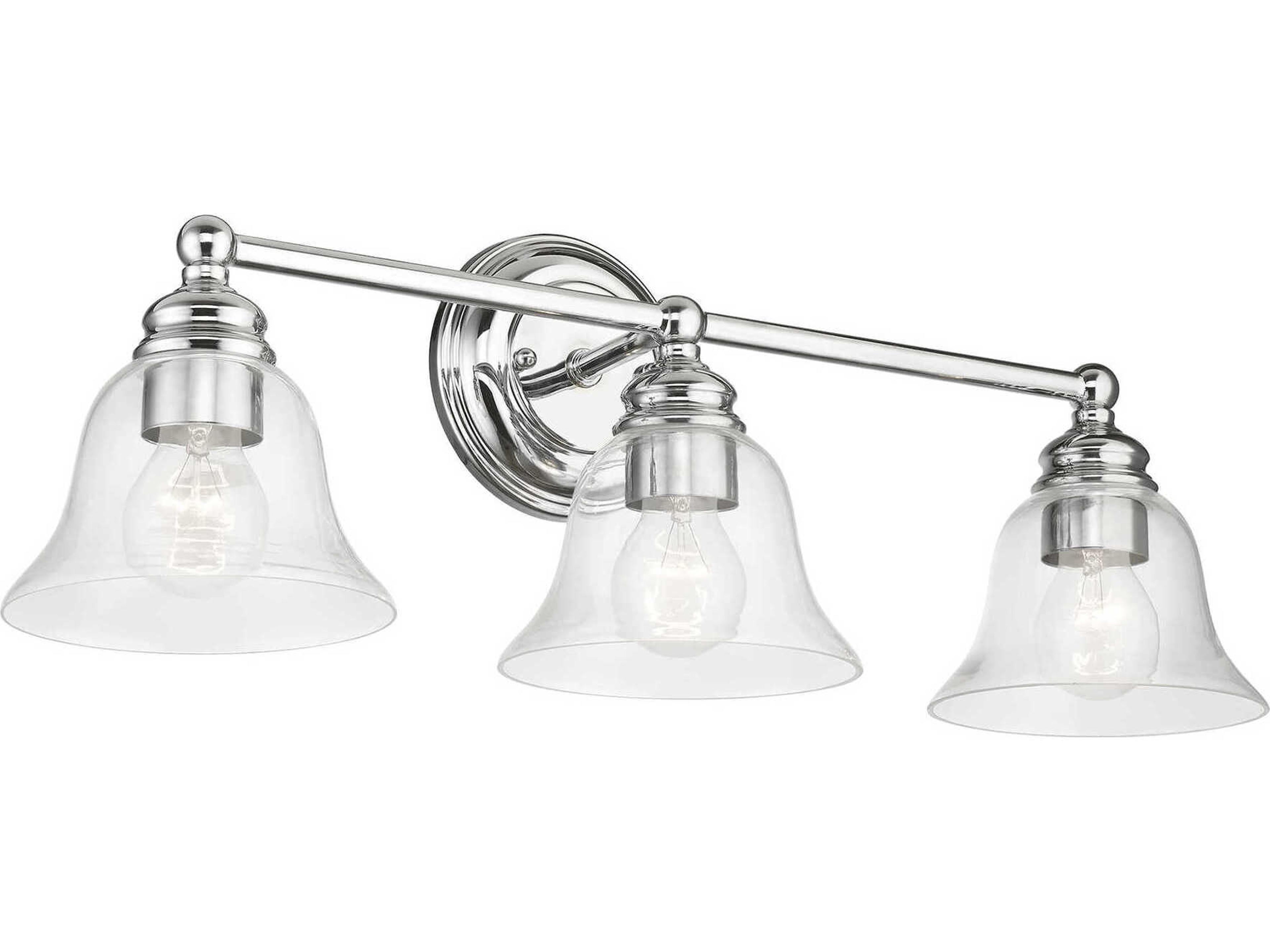 Livex Lighting Moreland 3-Light Polished Chrome Glass Vanity Light