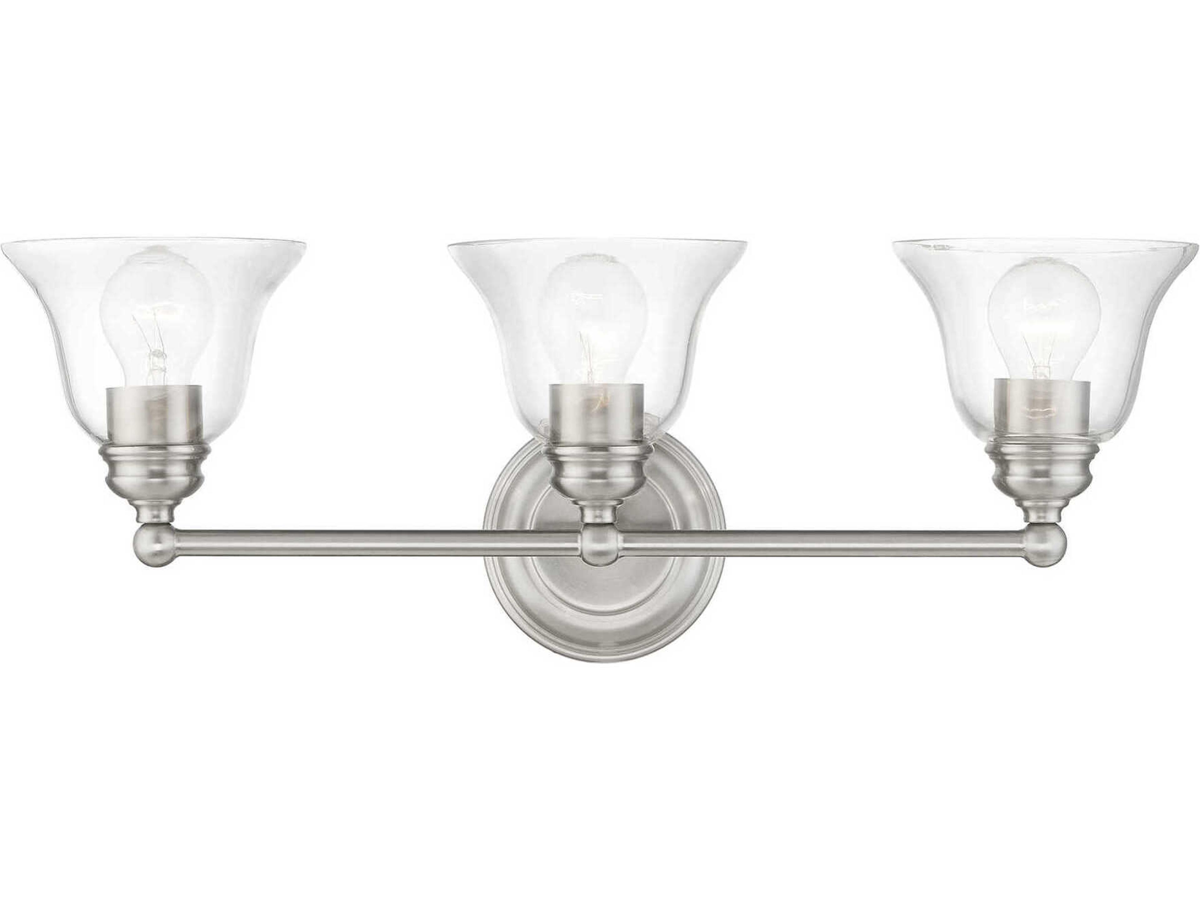 Moreland 3-Light Brushed Nickel Glass Vanity Light