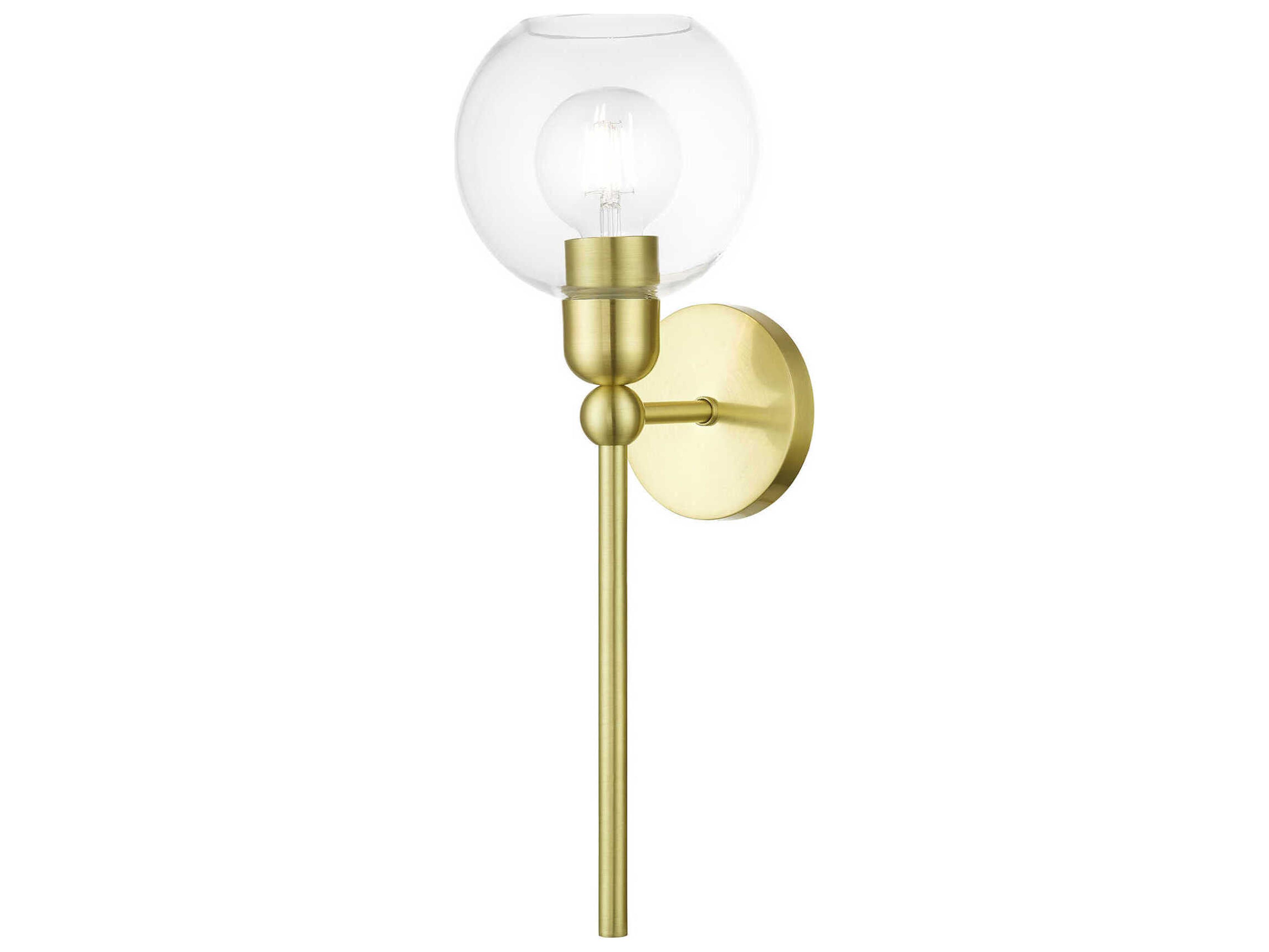 Downtown 1-Light Satin Brass Glass Wall Sconce