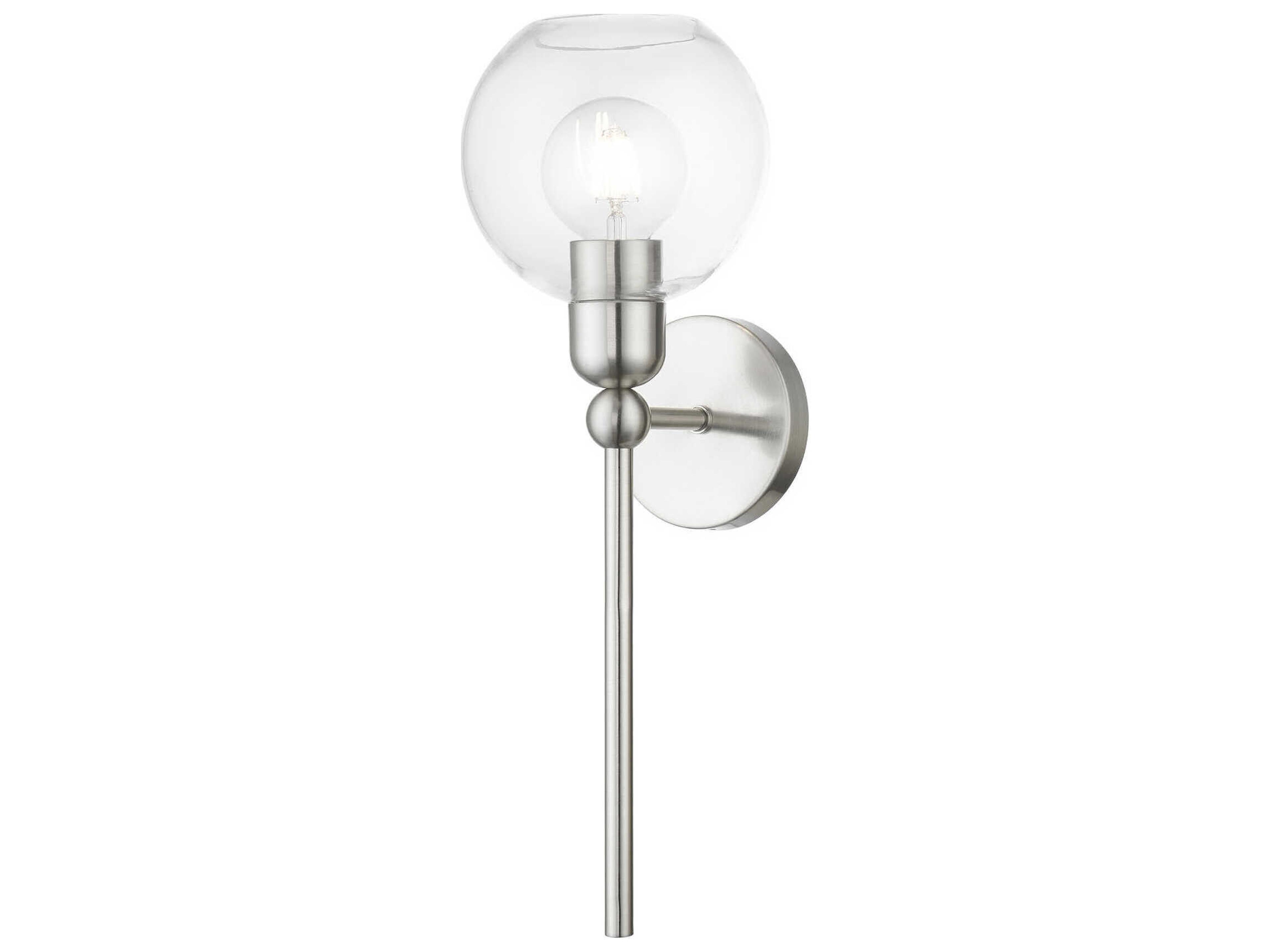 Downtown 1-Light Brushed Nickel Glass Wall Sconce