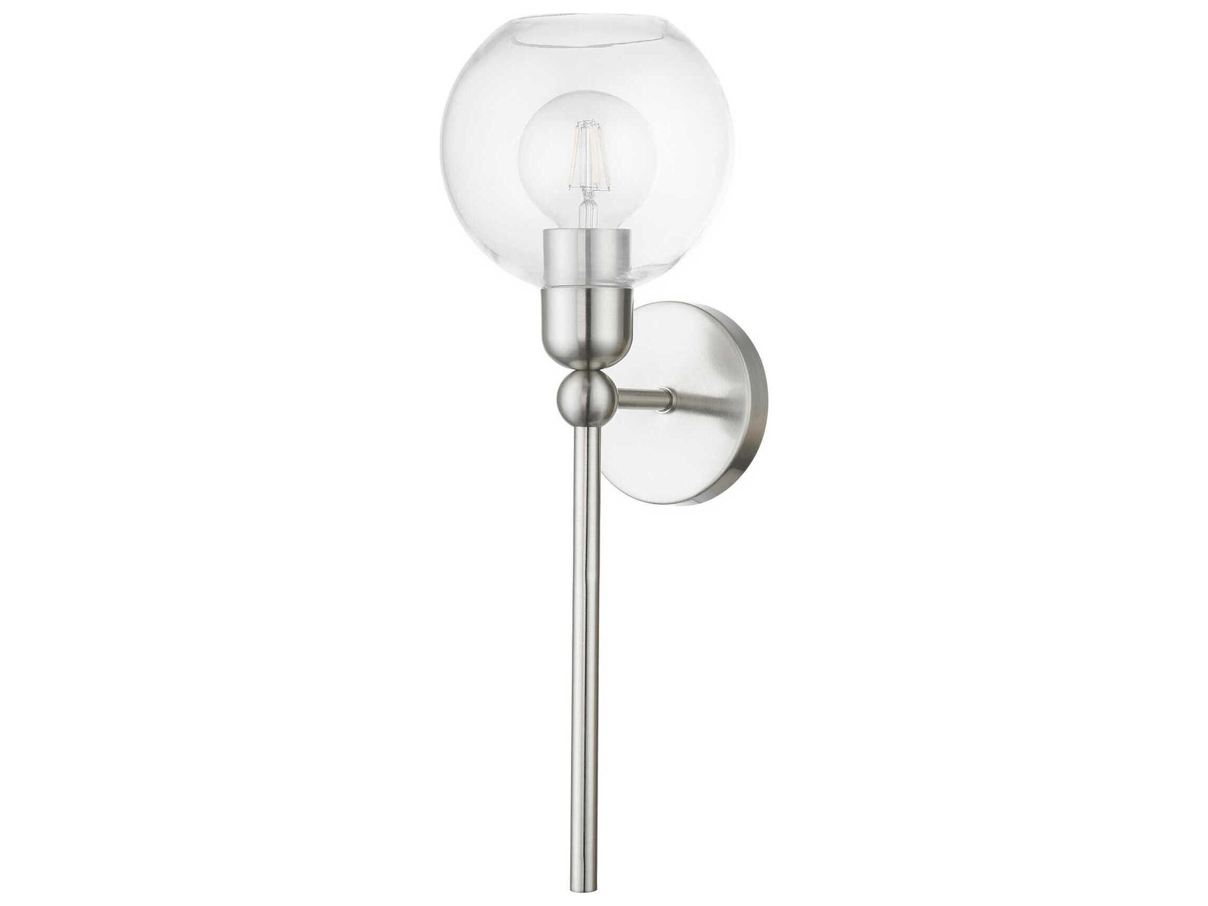 Livex Lighting Downtown 1-Light Brushed Nickel Glass Wall Sconce