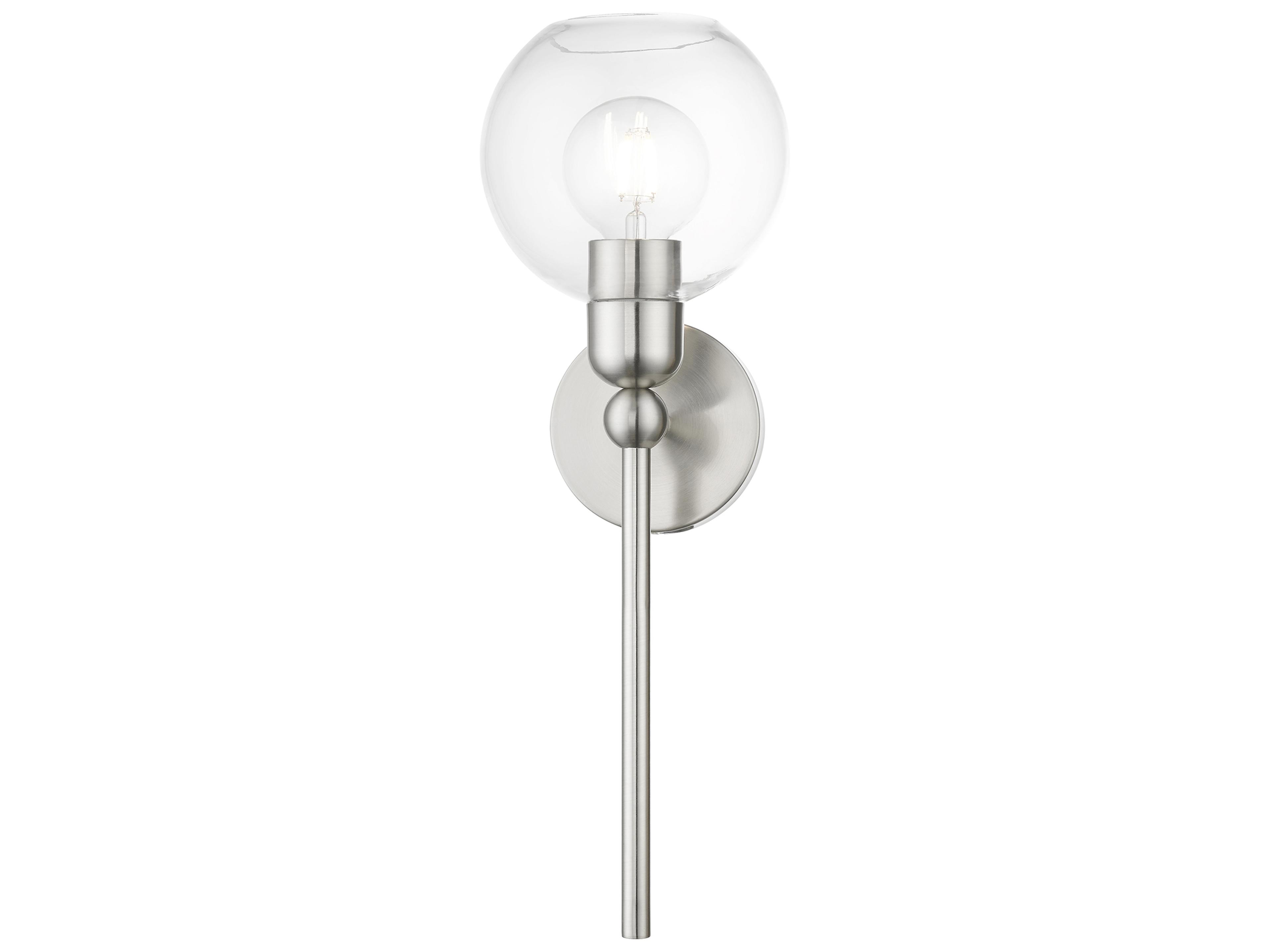 Livex Lighting Downtown 1-Light Brushed Nickel Glass Wall Sconce