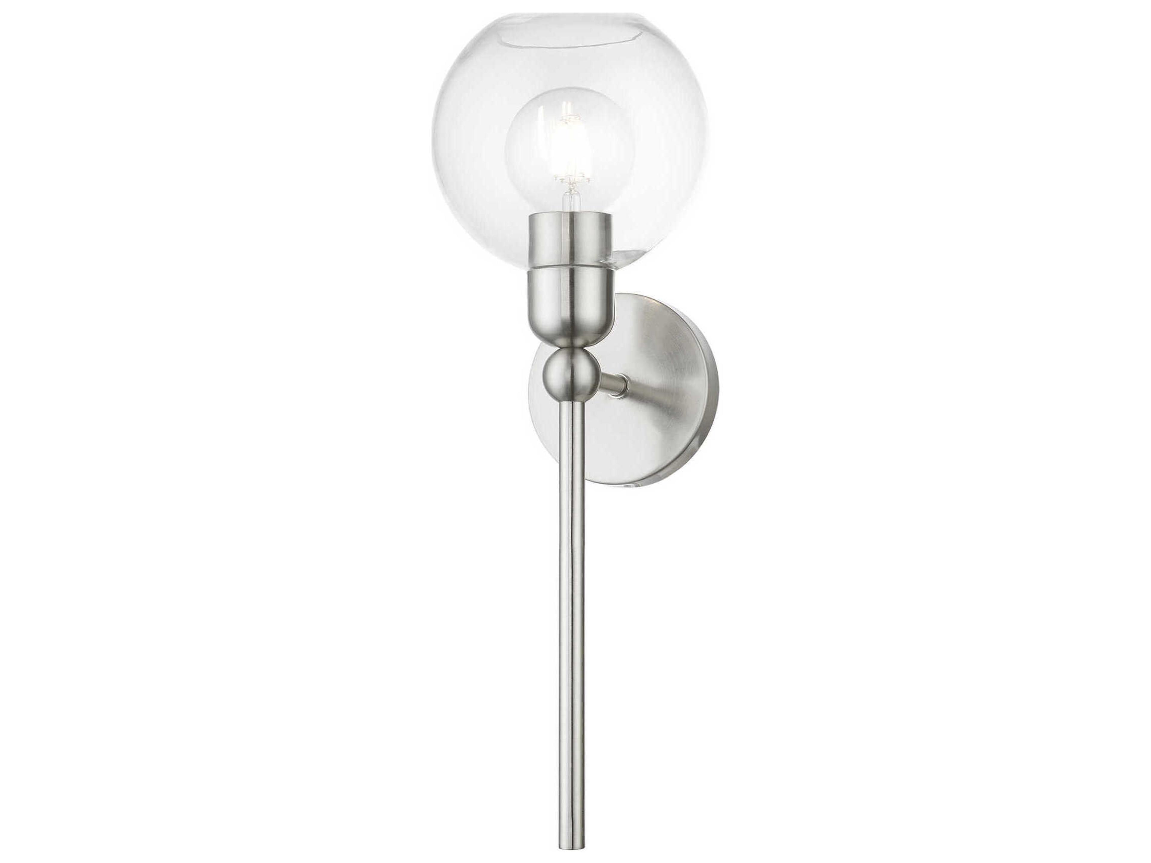 Livex Lighting Downtown 1-Light Brushed Nickel Glass Wall Sconce