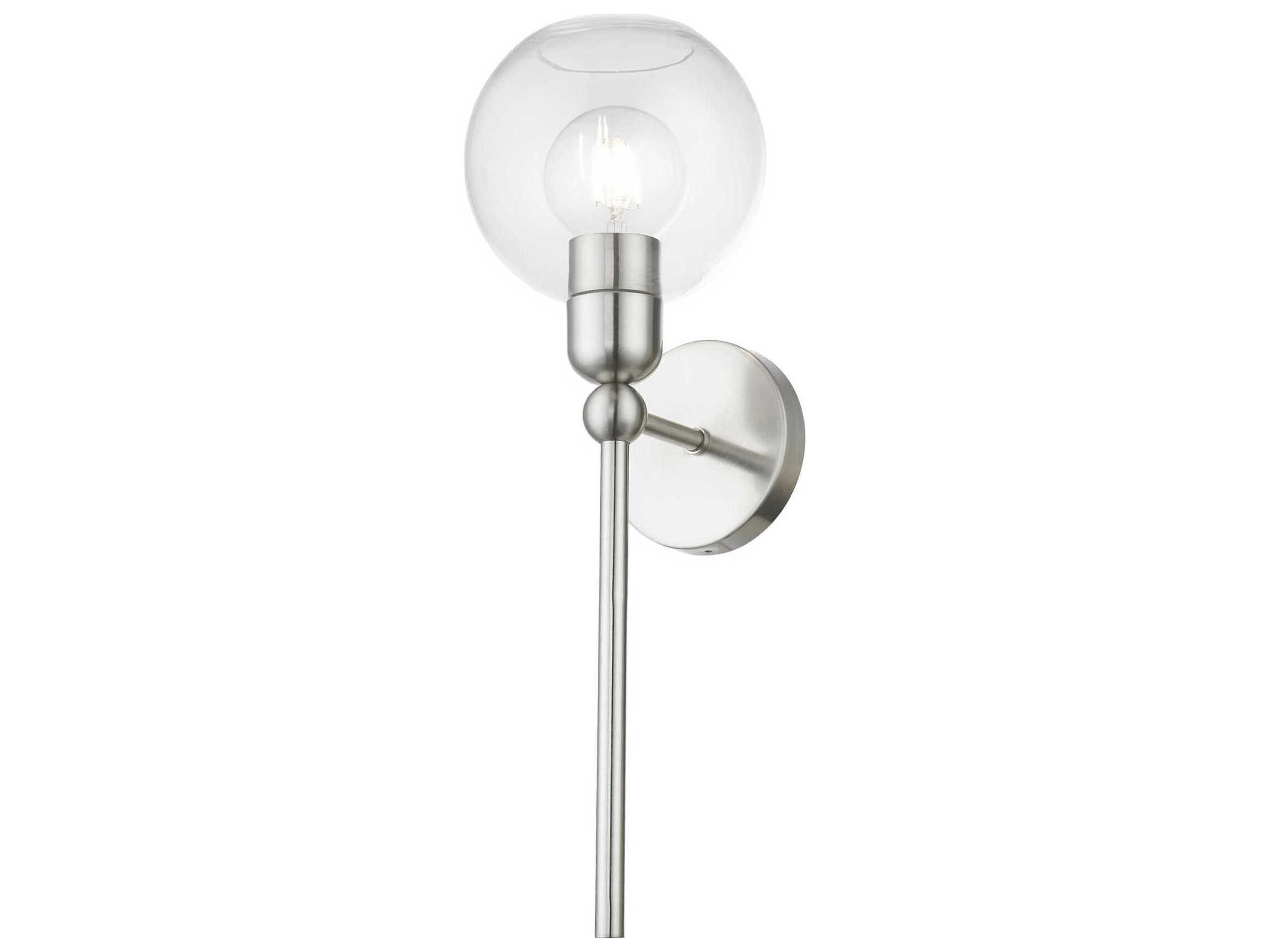 Livex Lighting Downtown 1-Light Brushed Nickel Glass Wall Sconce