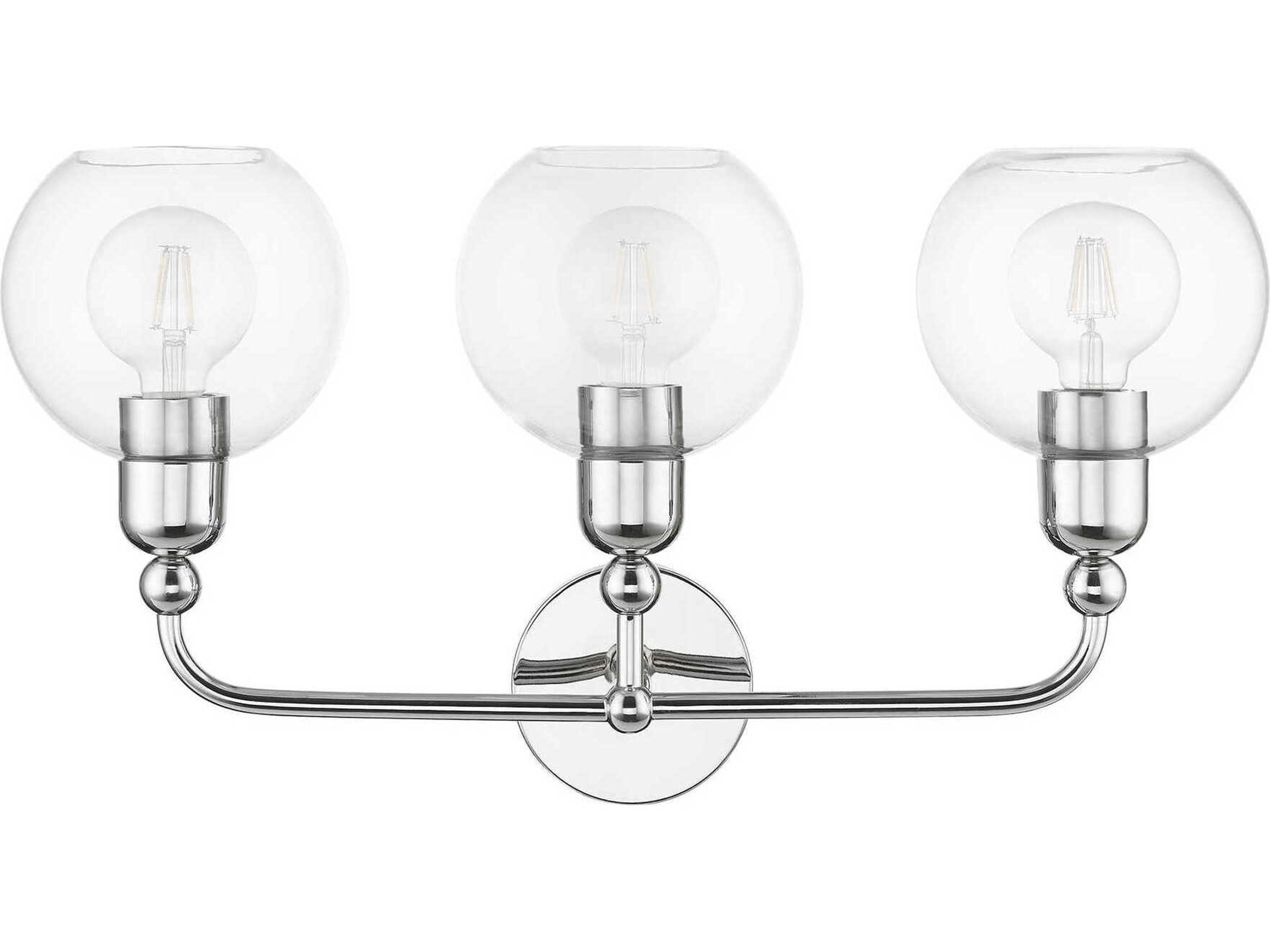 Livex Lighting Downtown 3-Light Polished Chrome Glass Vanity Light