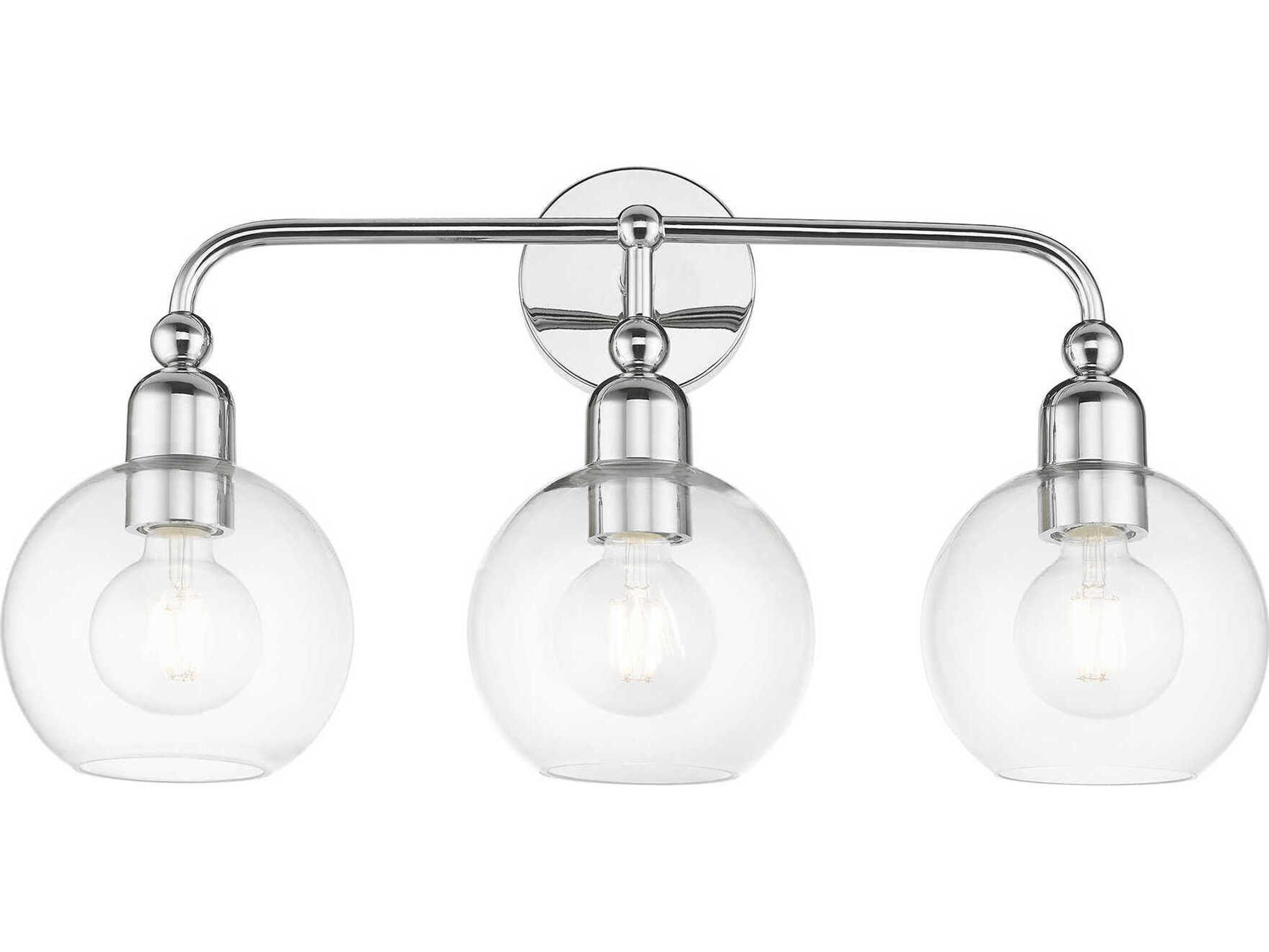 Livex Lighting Downtown 3-Light Polished Chrome Glass Vanity Light