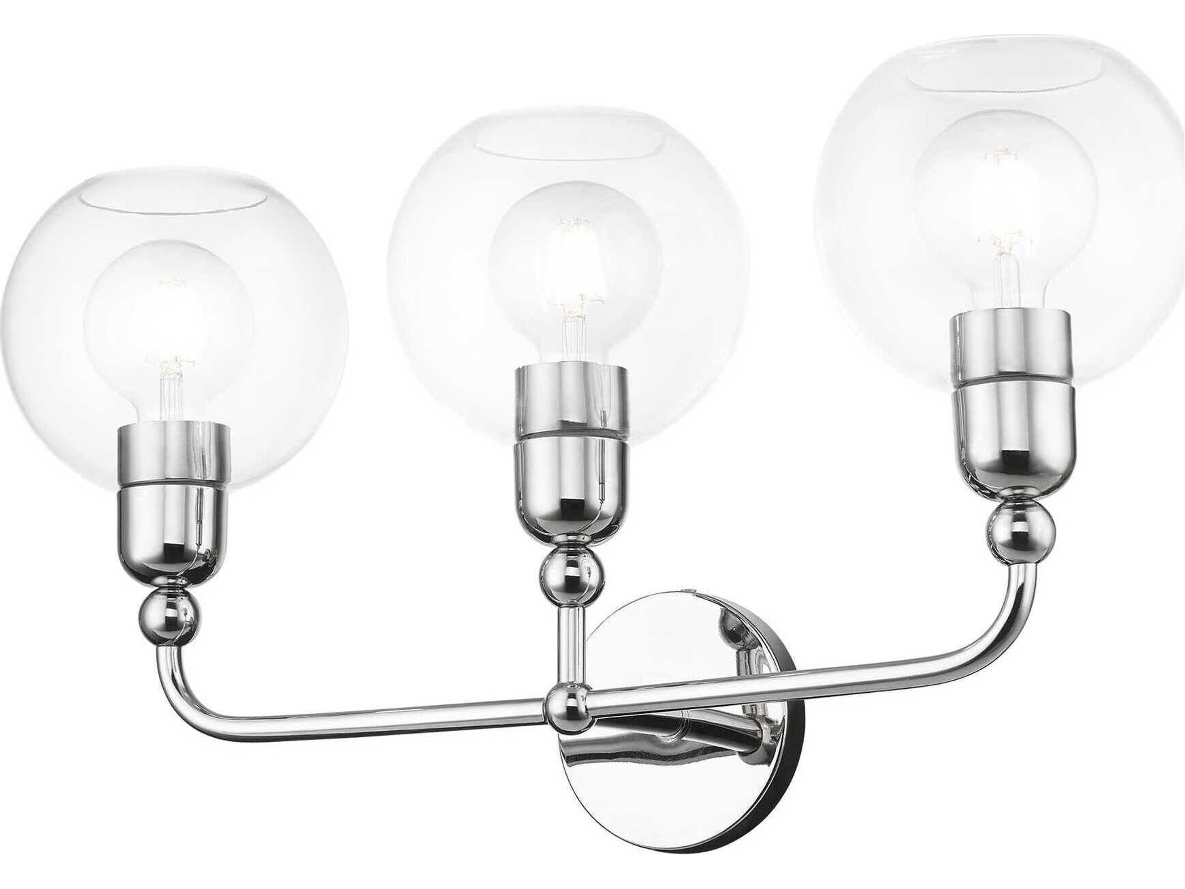 Livex Lighting Downtown 3-Light Polished Chrome Glass Vanity Light