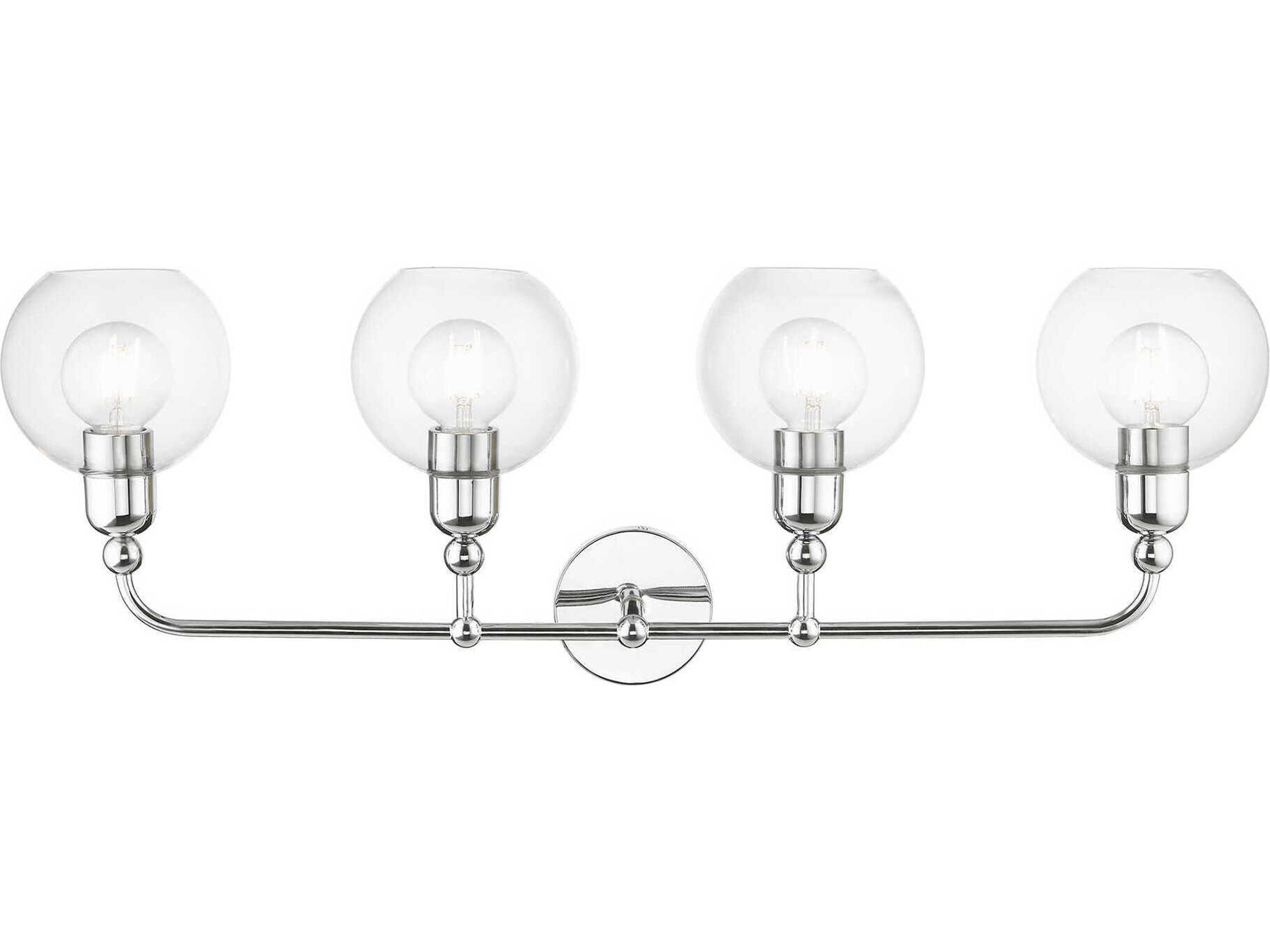 Downtown 4-Light Polished Chrome Glass Vanity Light