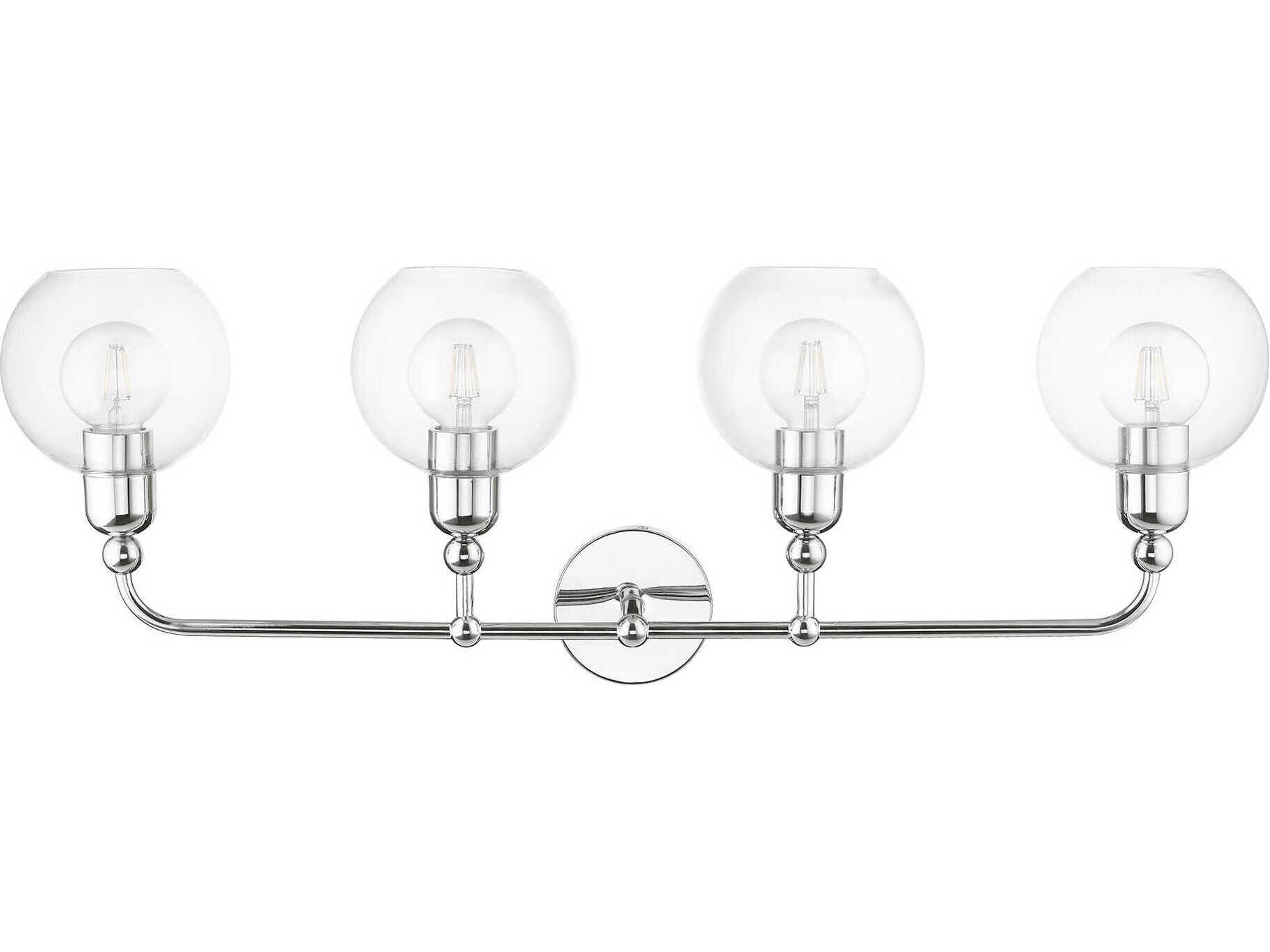 Livex Lighting Downtown 4-Light Polished Chrome Glass Vanity Light