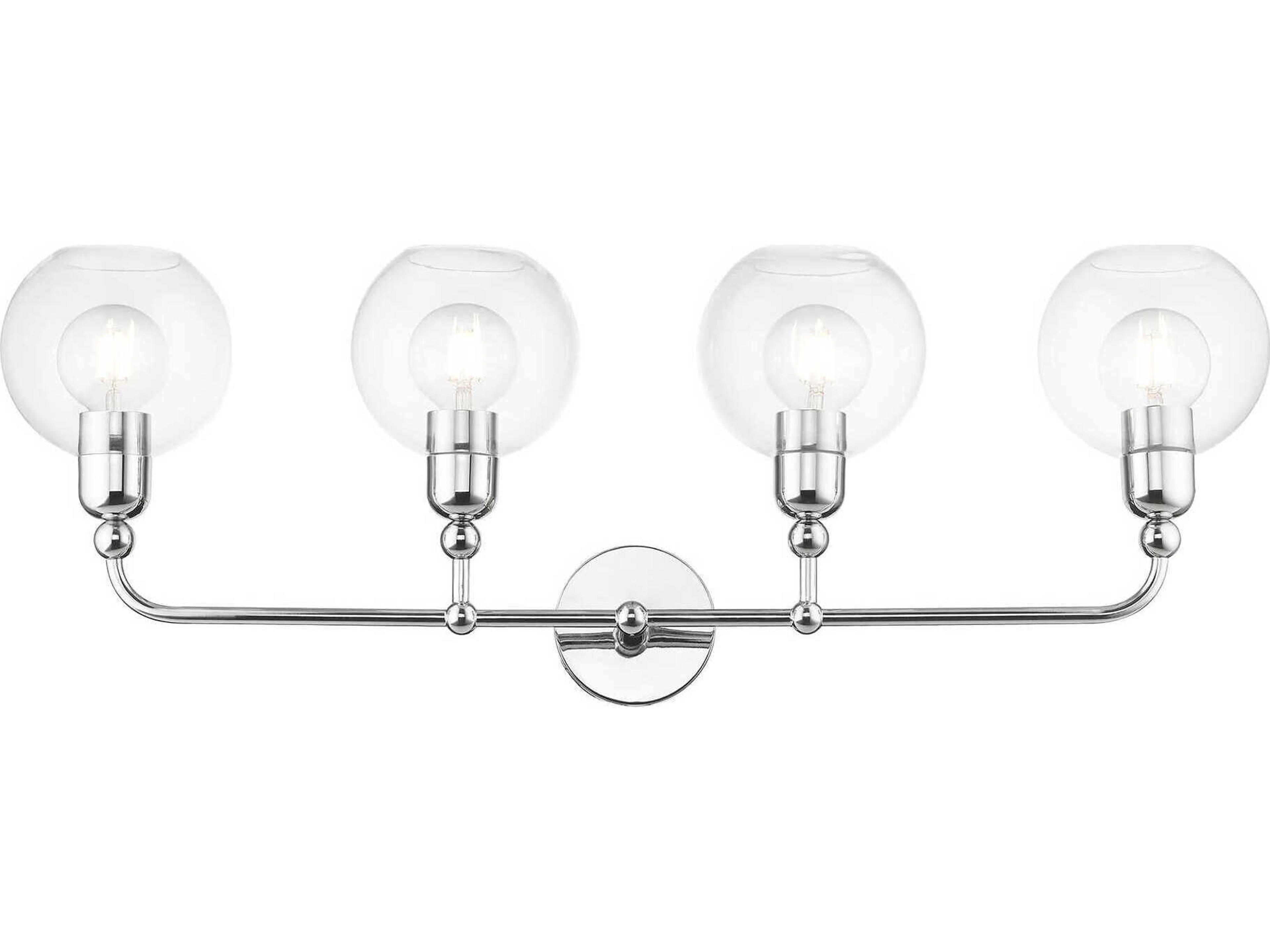 Livex Lighting Downtown 4-Light Polished Chrome Glass Vanity Light