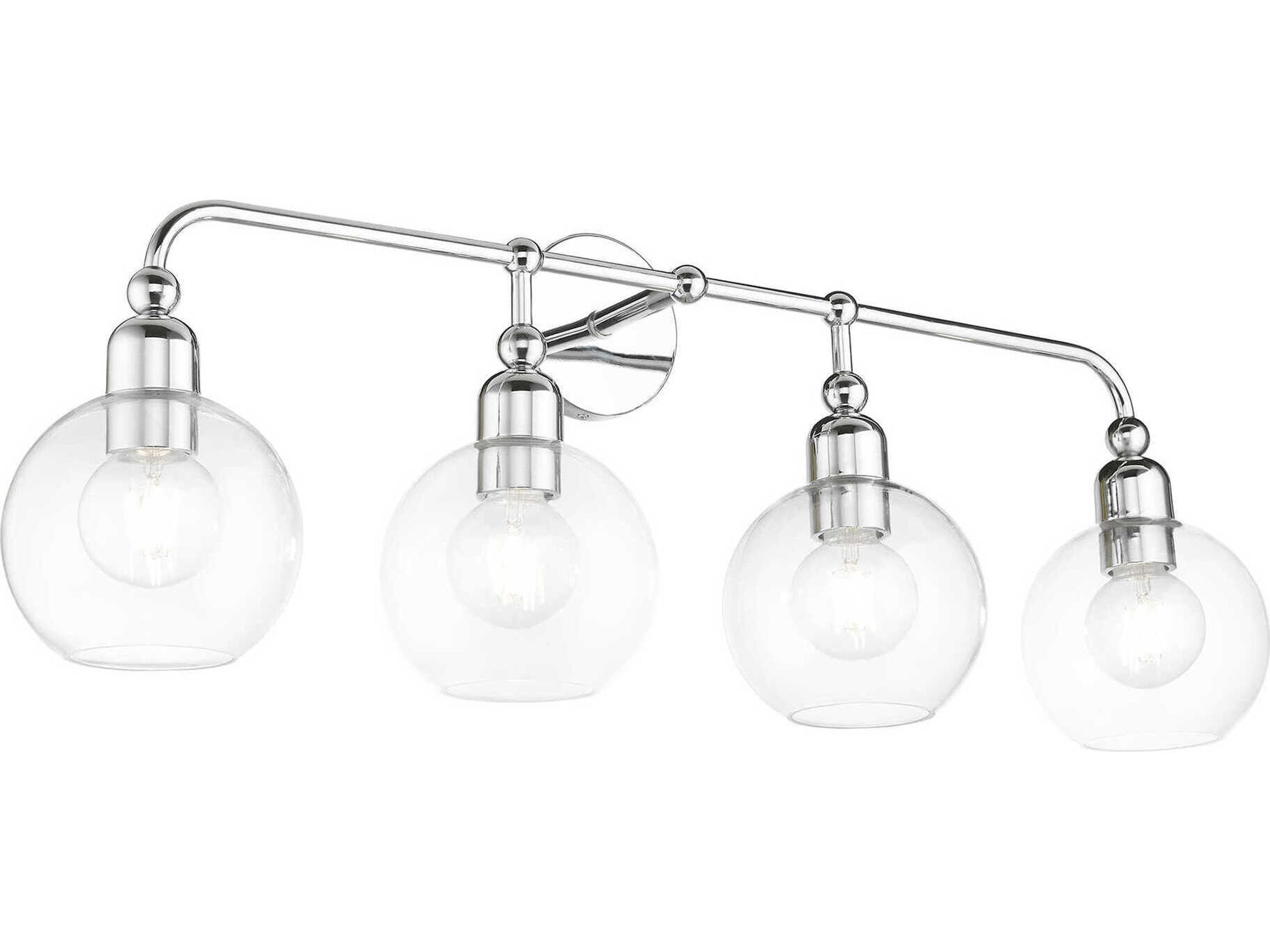 Livex Lighting Downtown 4-Light Polished Chrome Glass Vanity Light
