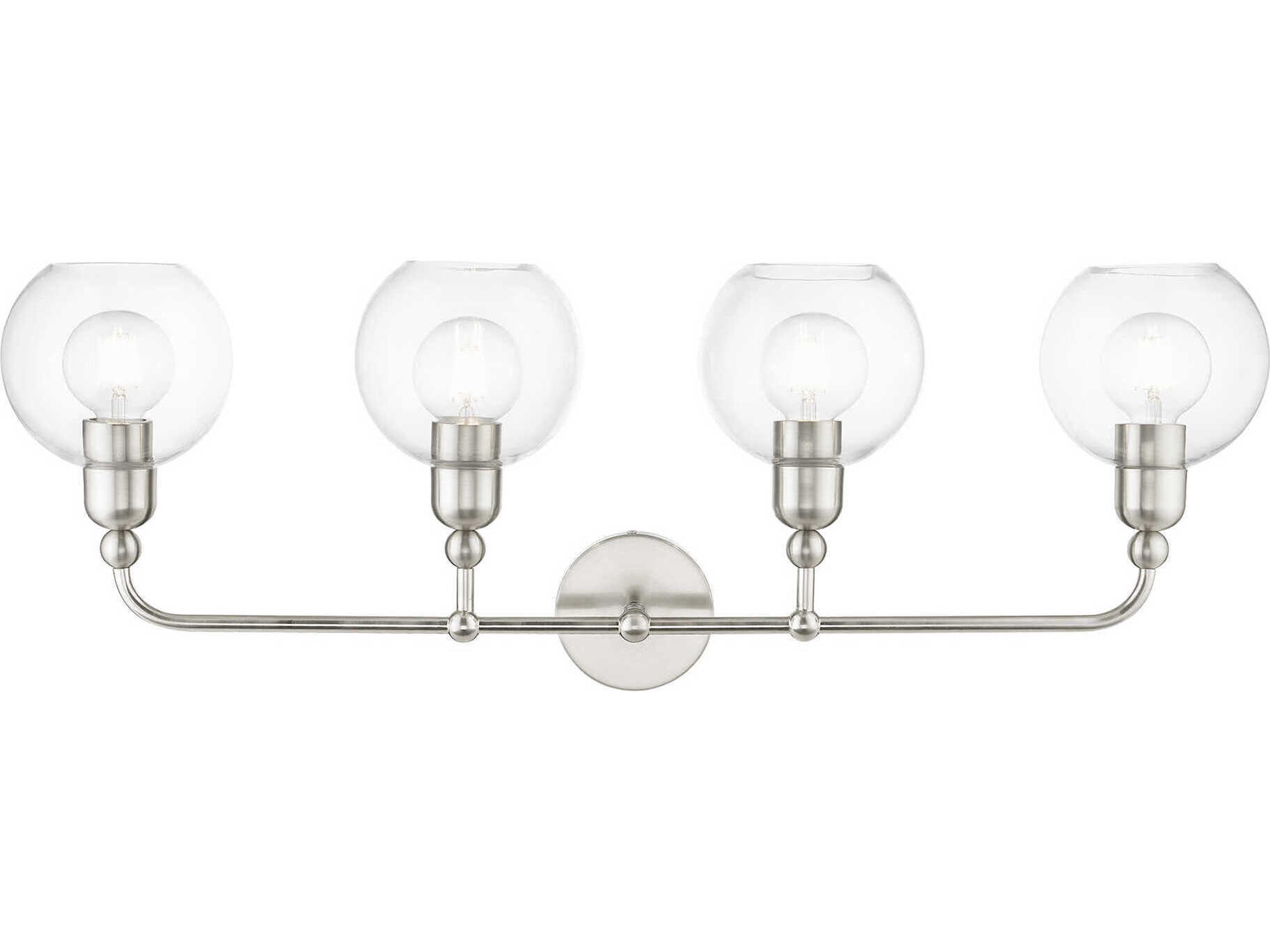 Downtown 4-Light Brushed Nickel Glass Vanity Light