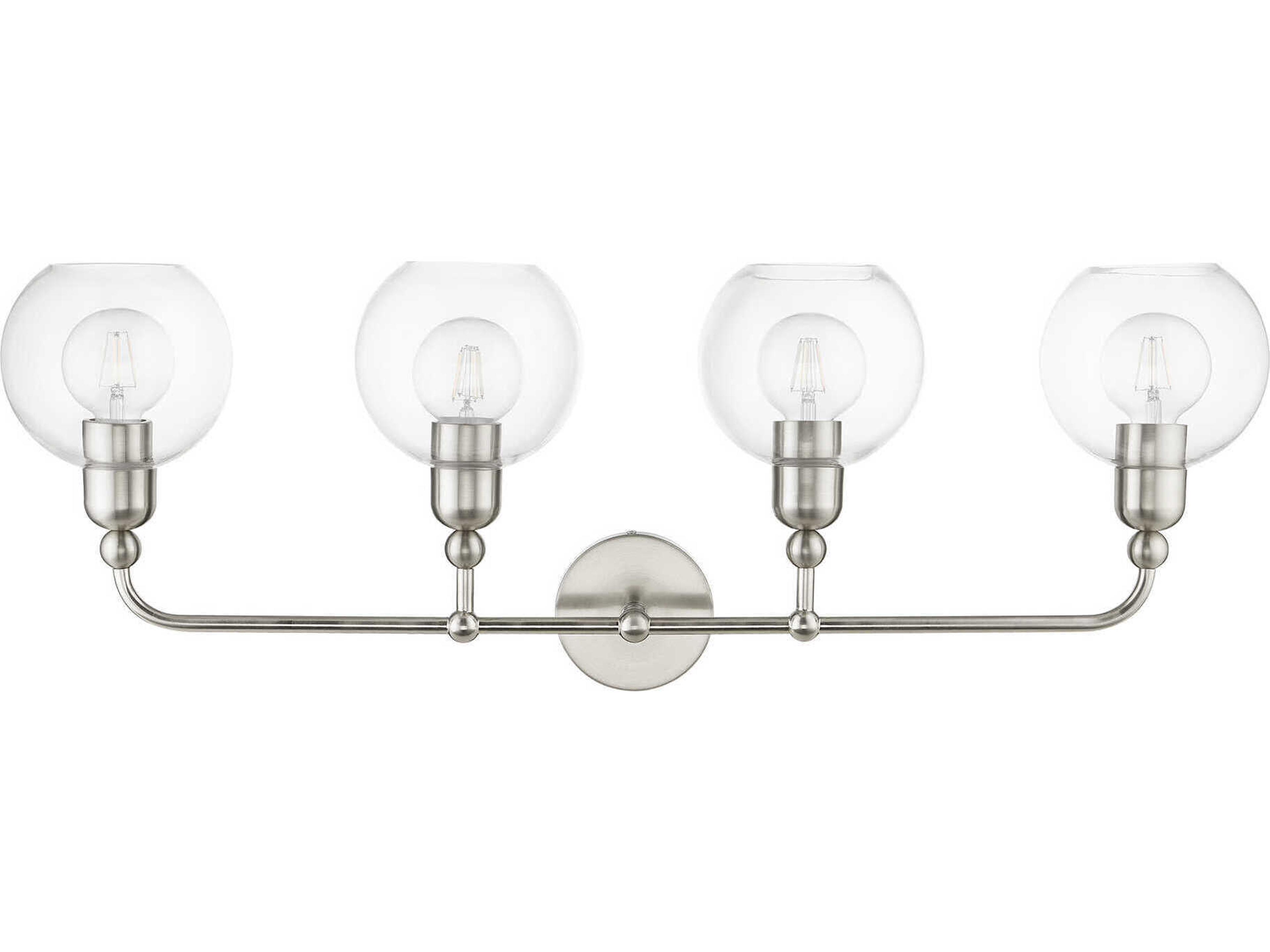 Livex Lighting Downtown 4-Light Brushed Nickel Glass Vanity Light