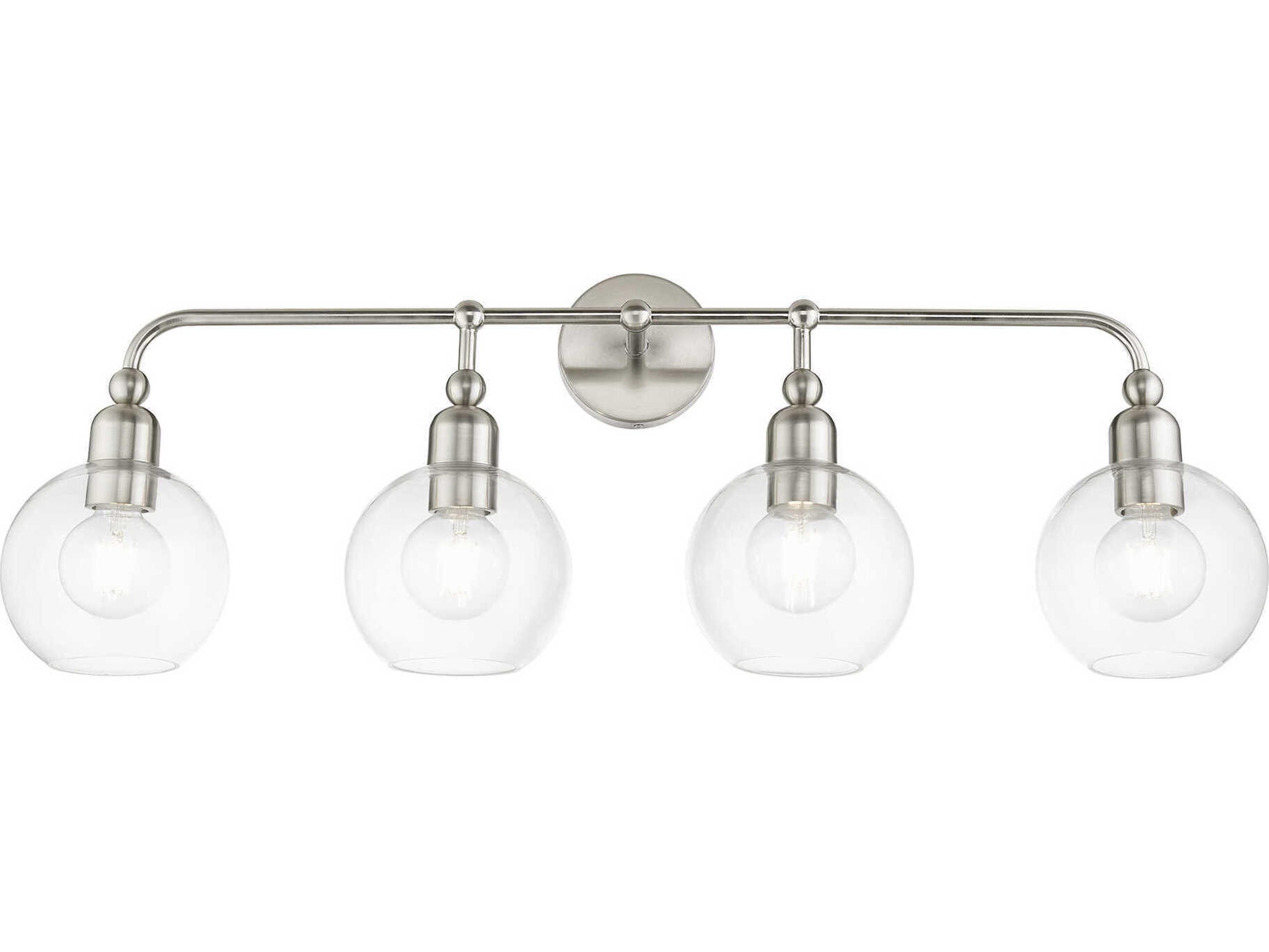 Livex Lighting Downtown 4-Light Brushed Nickel Glass Vanity Light