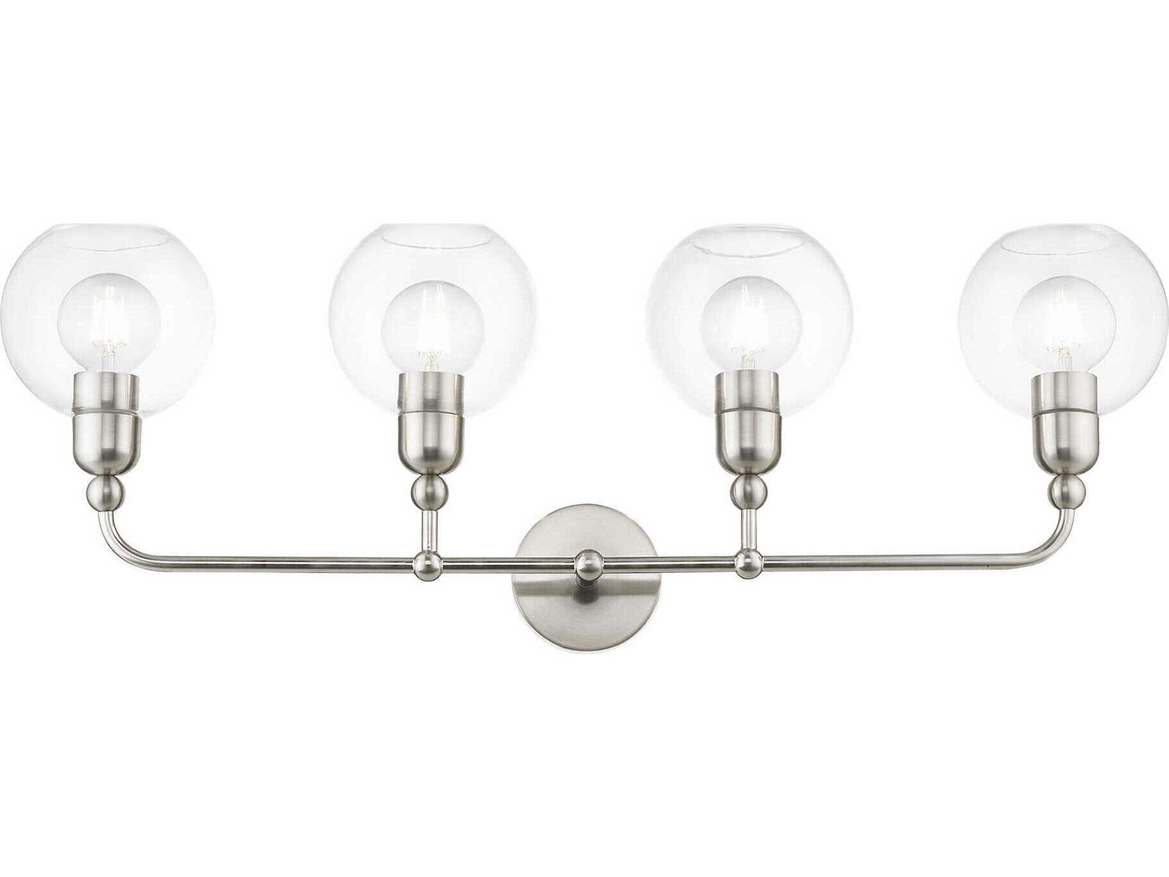 Livex Lighting Downtown 4-Light Brushed Nickel Glass Vanity Light