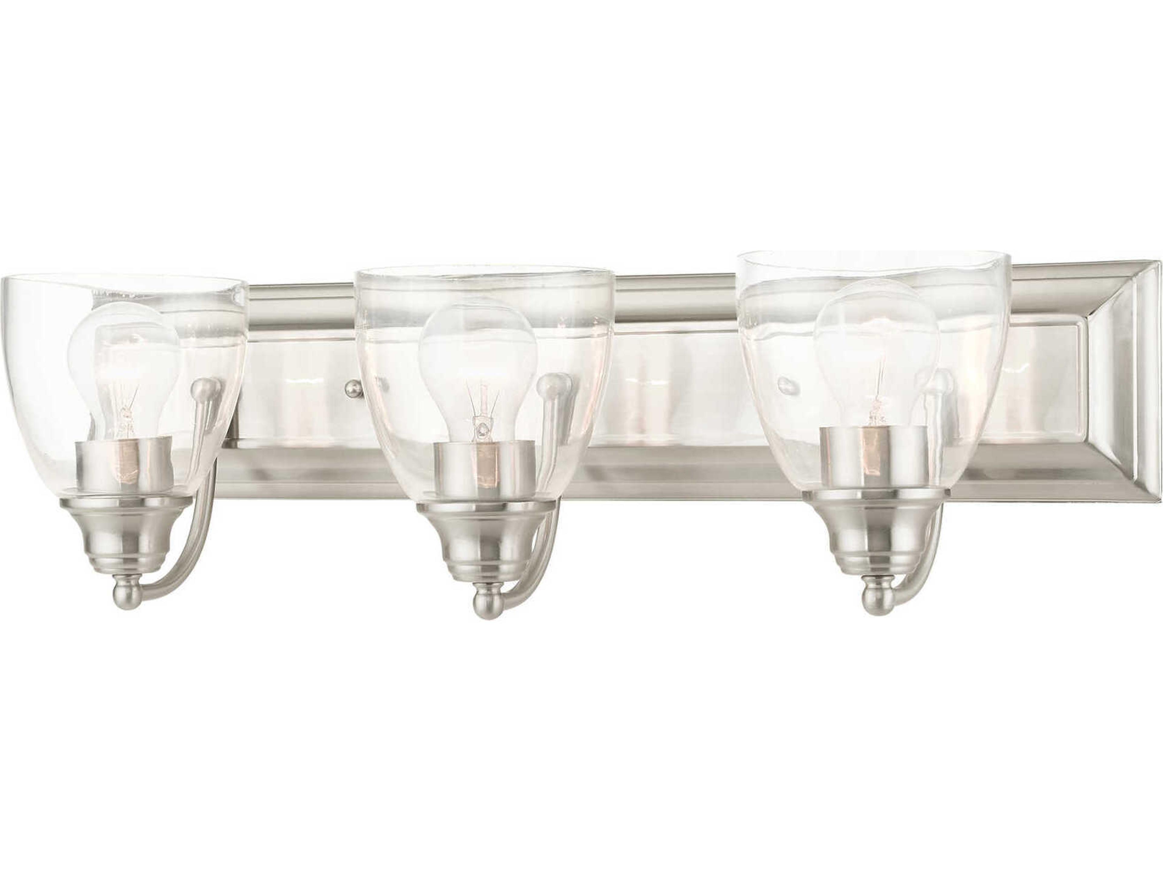 Birmingham 3-Light Brushed Nickel Glass Vanity Light