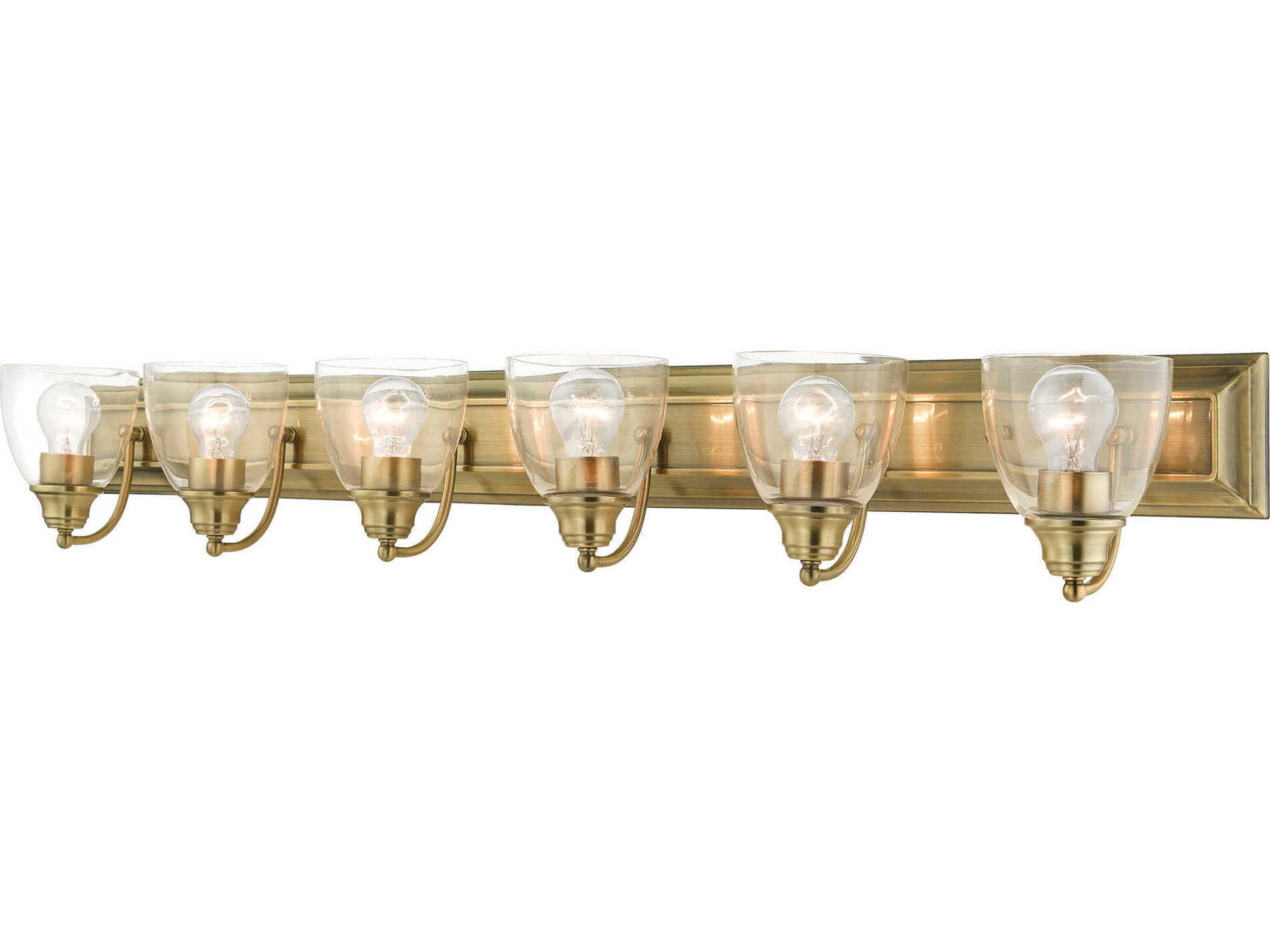 Birmingham 6-Light Antique Brass Clear Glass Vanity Light