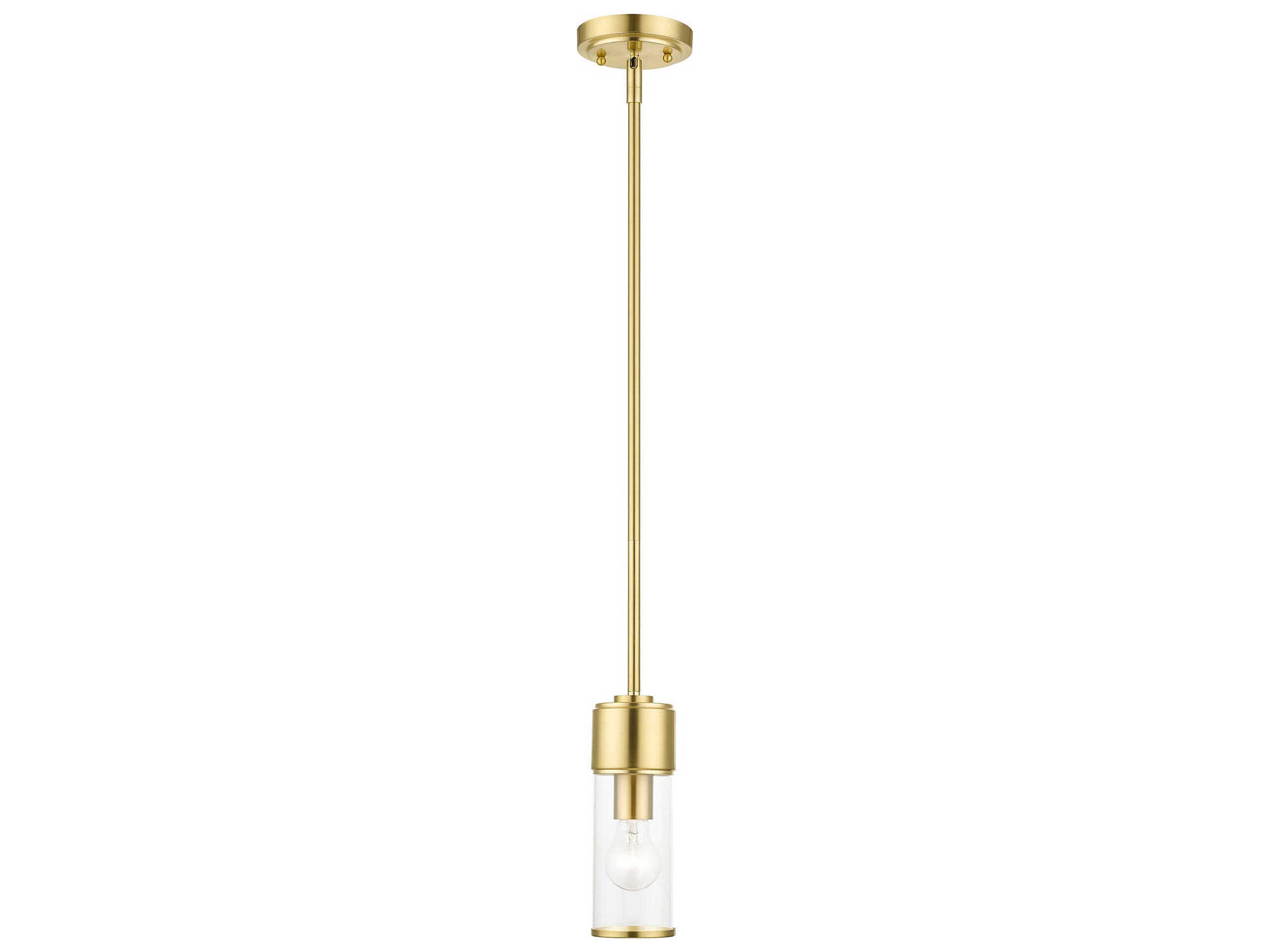 Quincy 1-Light Satin Brass Glass Cylinder Mini Pendant