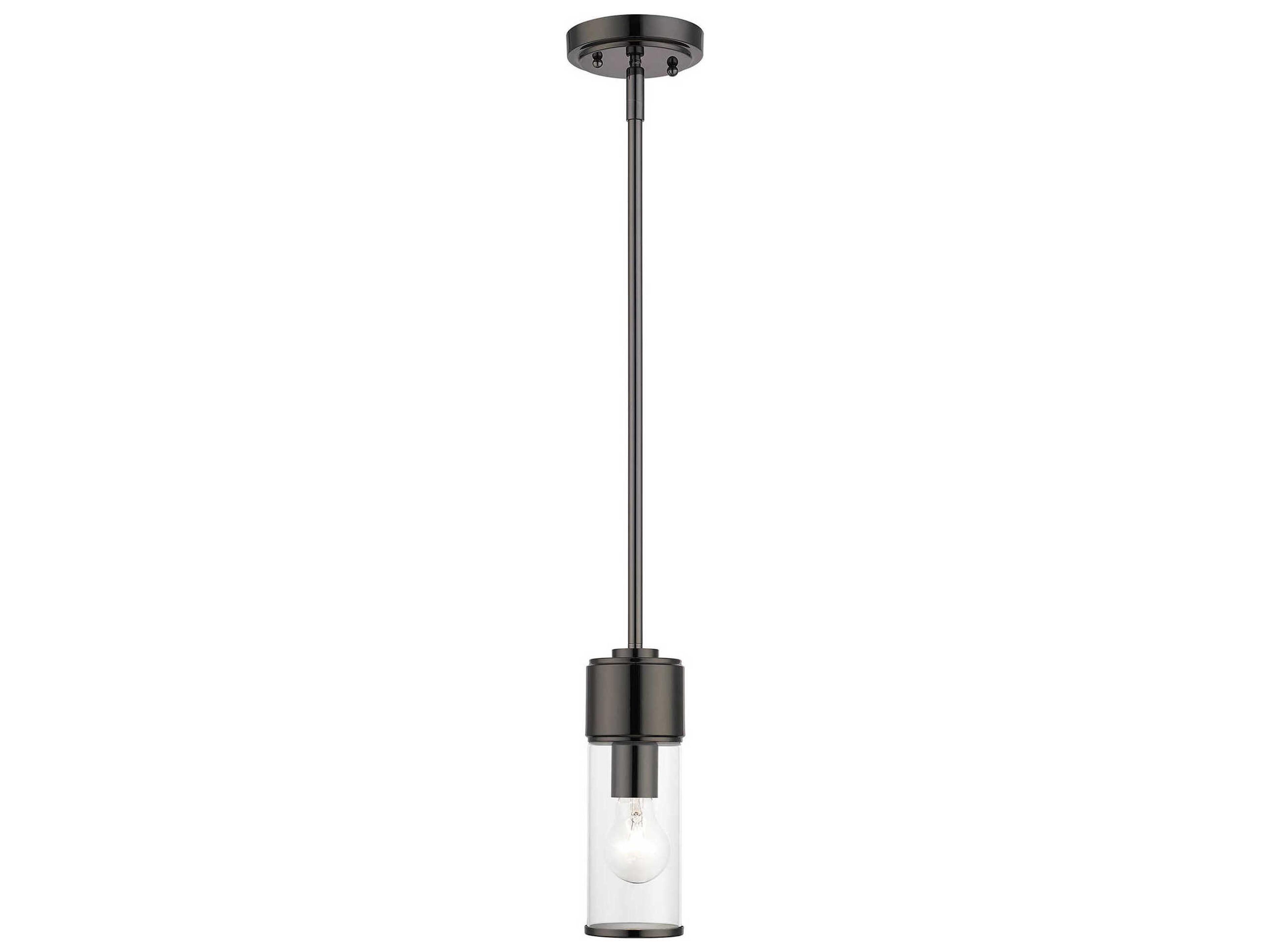 Quincy 1-Light Black Chrome Glass Cylinder Mini Pendant