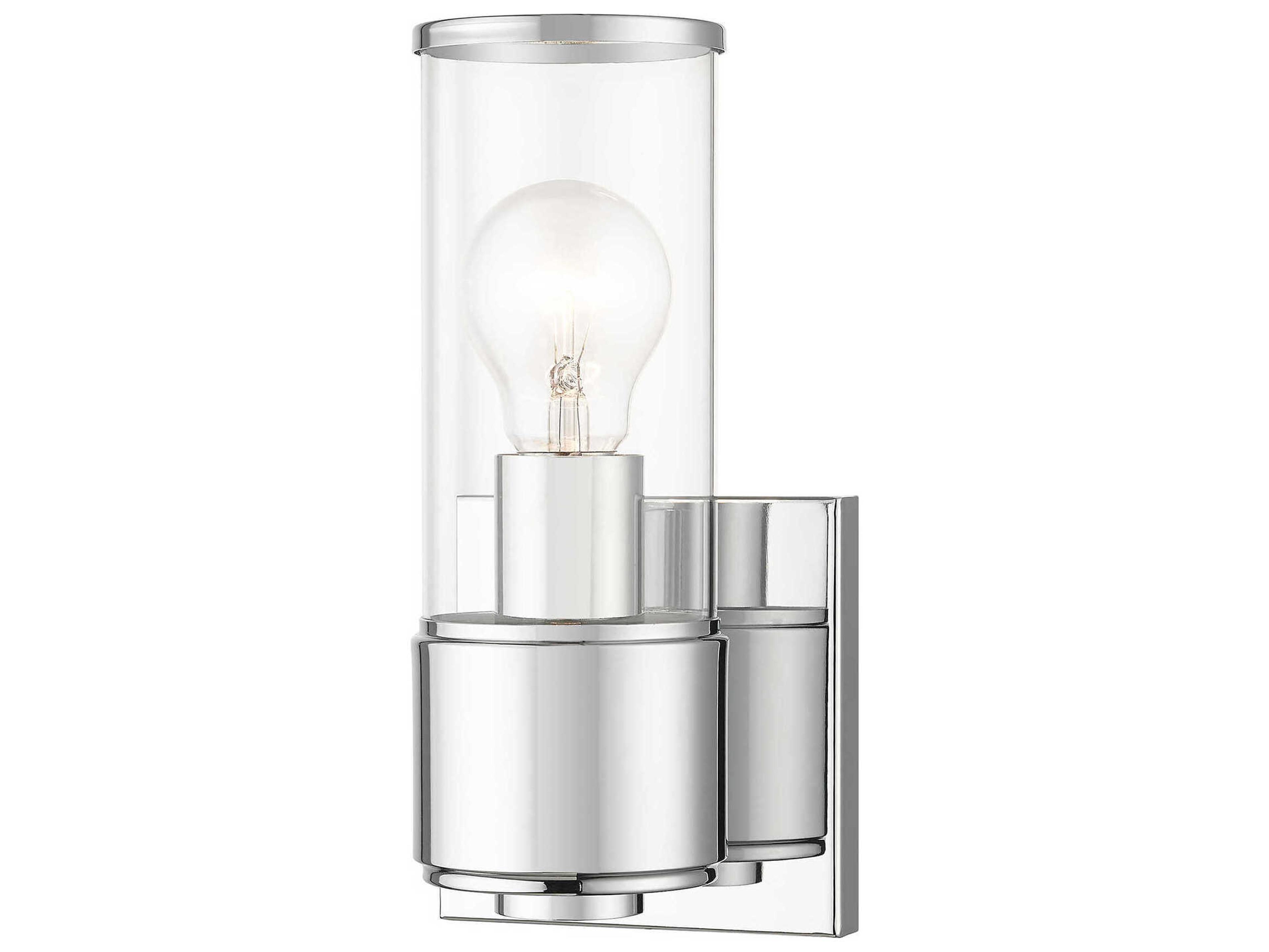 Quincy 1-Light Polished Chrome Glass Wall Sconce