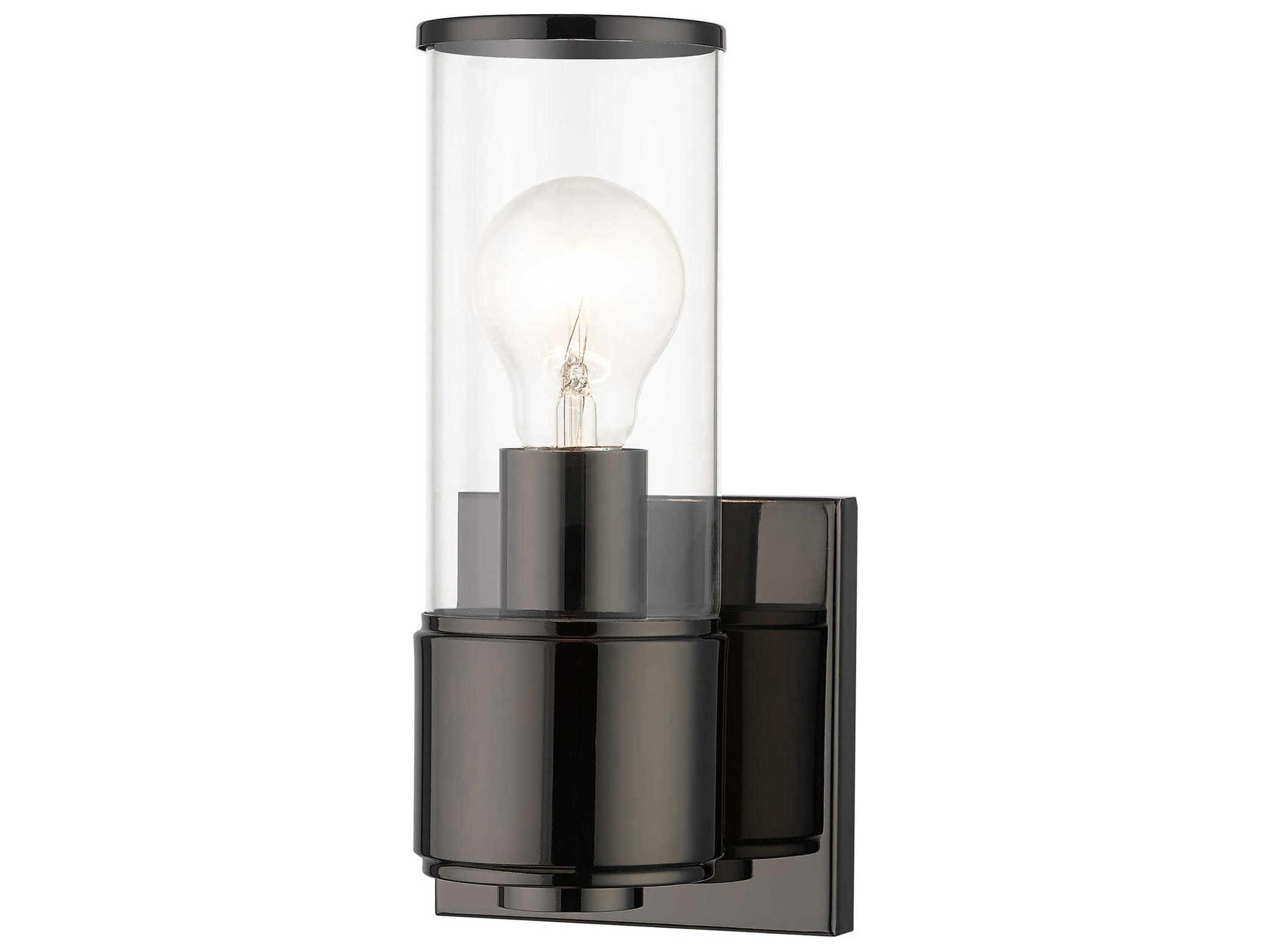 Quincy 1-Light Black Chrome Glass Wall Sconce